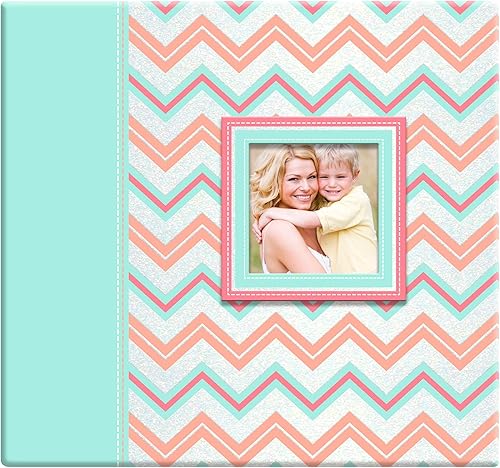 MCS Álbum de recortes expandible de 10 páginas con purpurina Chevron con cubierta de apertura de fotos y páginas de 12 x 12 pulgadas, 13.5 x 12.5