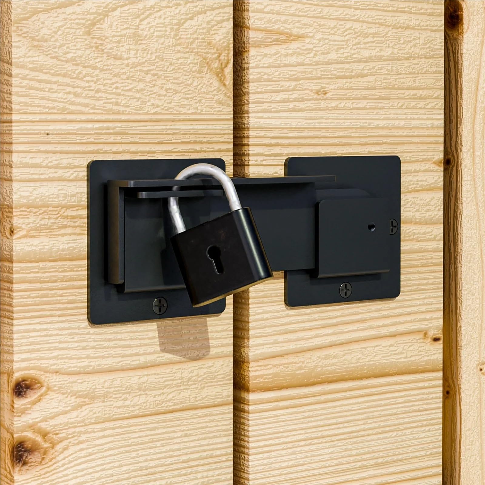 Pestillo negro for puerta de valla, cerradura for jardín y patio con candado, 2 uds Para Cocina Baño