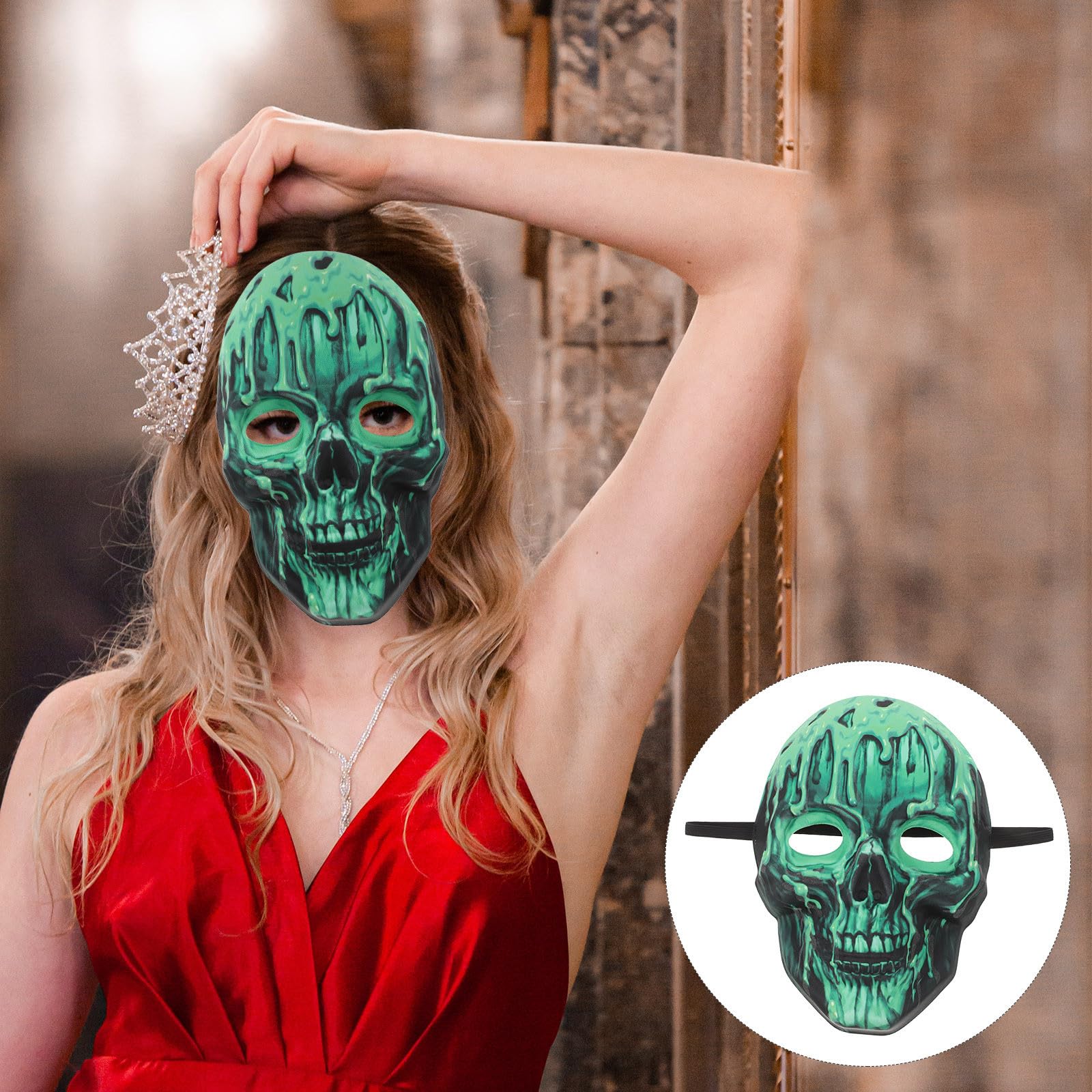 Healvian 5 Piezas Máscara de Calavera Luminosa de Esqueleto para Adultos,