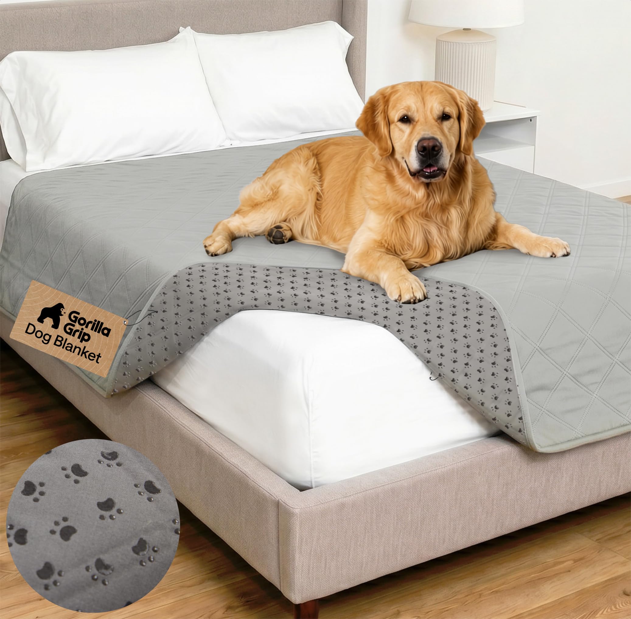 GORILLA GRIP® Waterproof Dog Blanket, Couch Cover for Dogs, 68x82 Gray