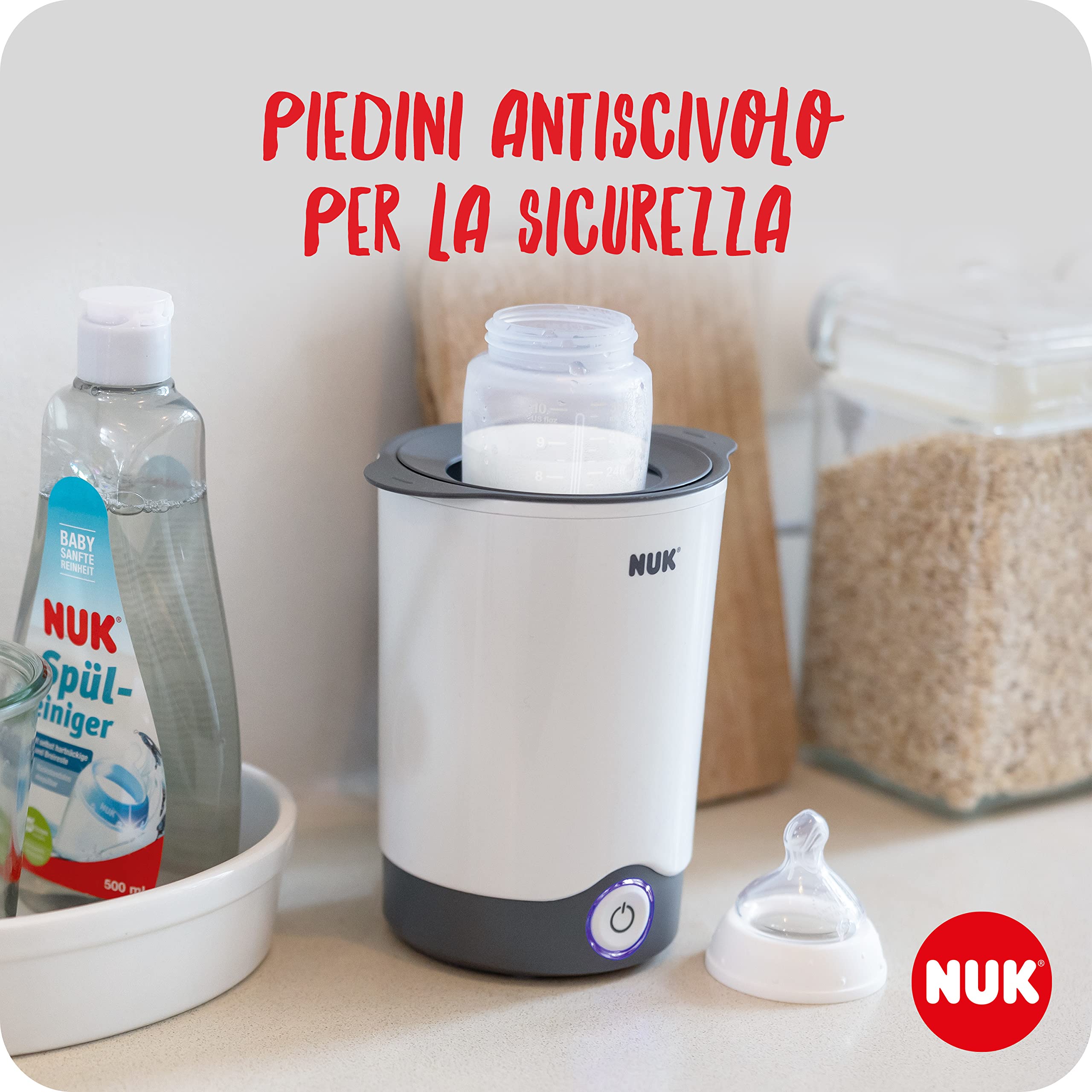 NUK Thermo Express scaldabiberon | Riscalda delicatamente cibi liquidi e pappe in 90 secondi | Spegnimento automatico | Cestello estraibile per una semplice rimozione | Spina europea a 2 poli