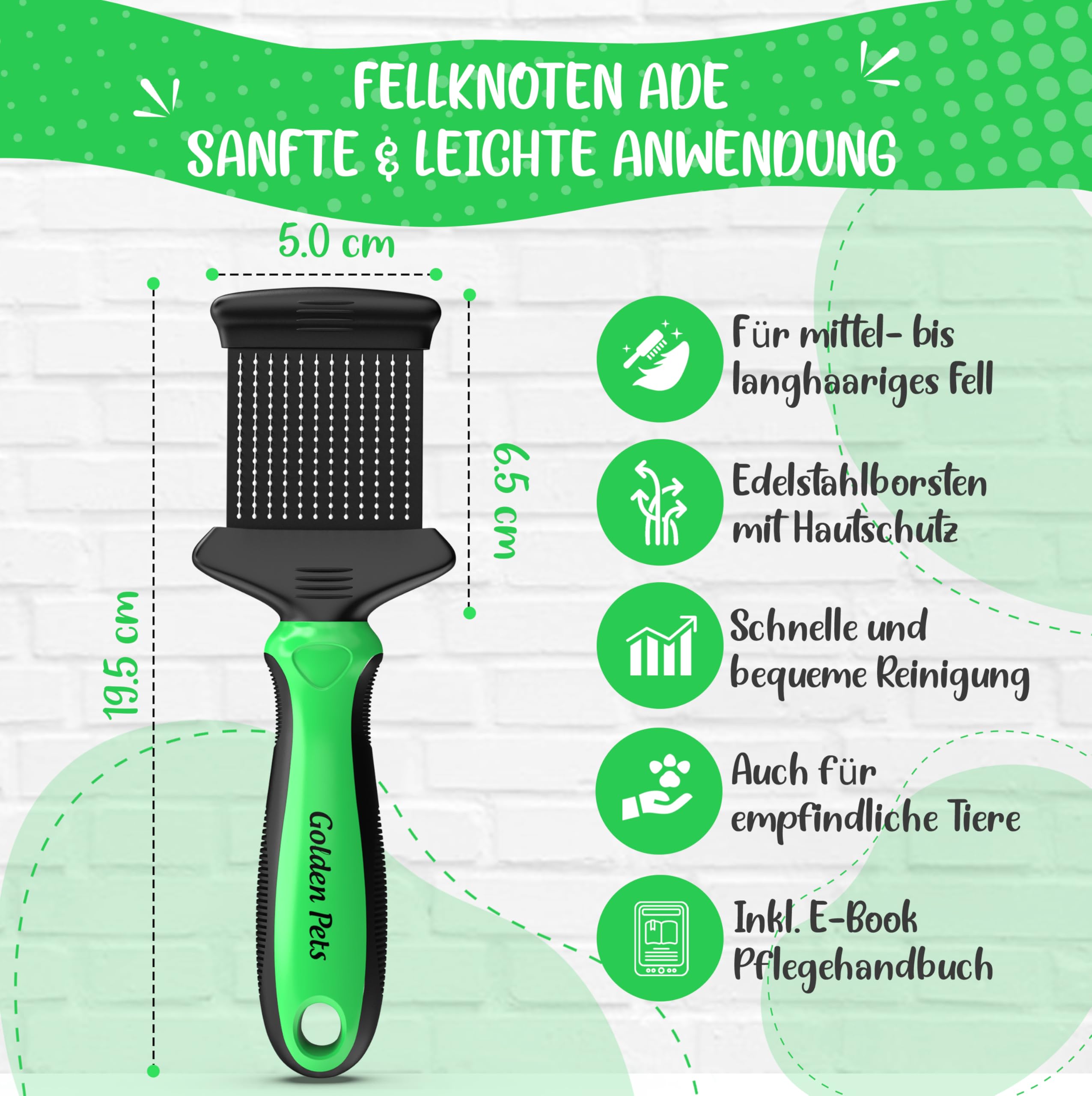 NEU! Zupfbürste für Hunde und Katzen mit Schutznoppen - Entfernt sanft Unterwolle, Verfilzungen & Knoten - Hundebürste für langhaarige Hunde, Cockapoo Pudelbürste zur tägliche Fellpflege Größe S
