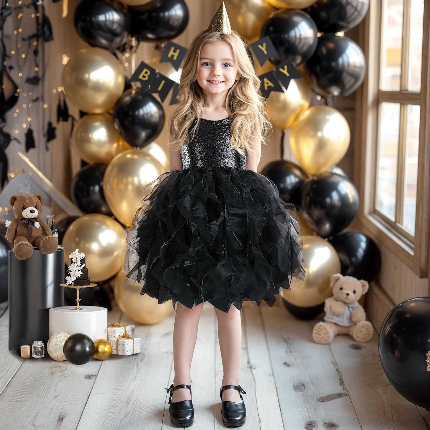 Suppromo Tutu Dress for Girls Sparkly Sequin Tulle Princess Birthday Party Prom Outfit Toddler Girls Sneaker Ball Gown Dress - Image 2