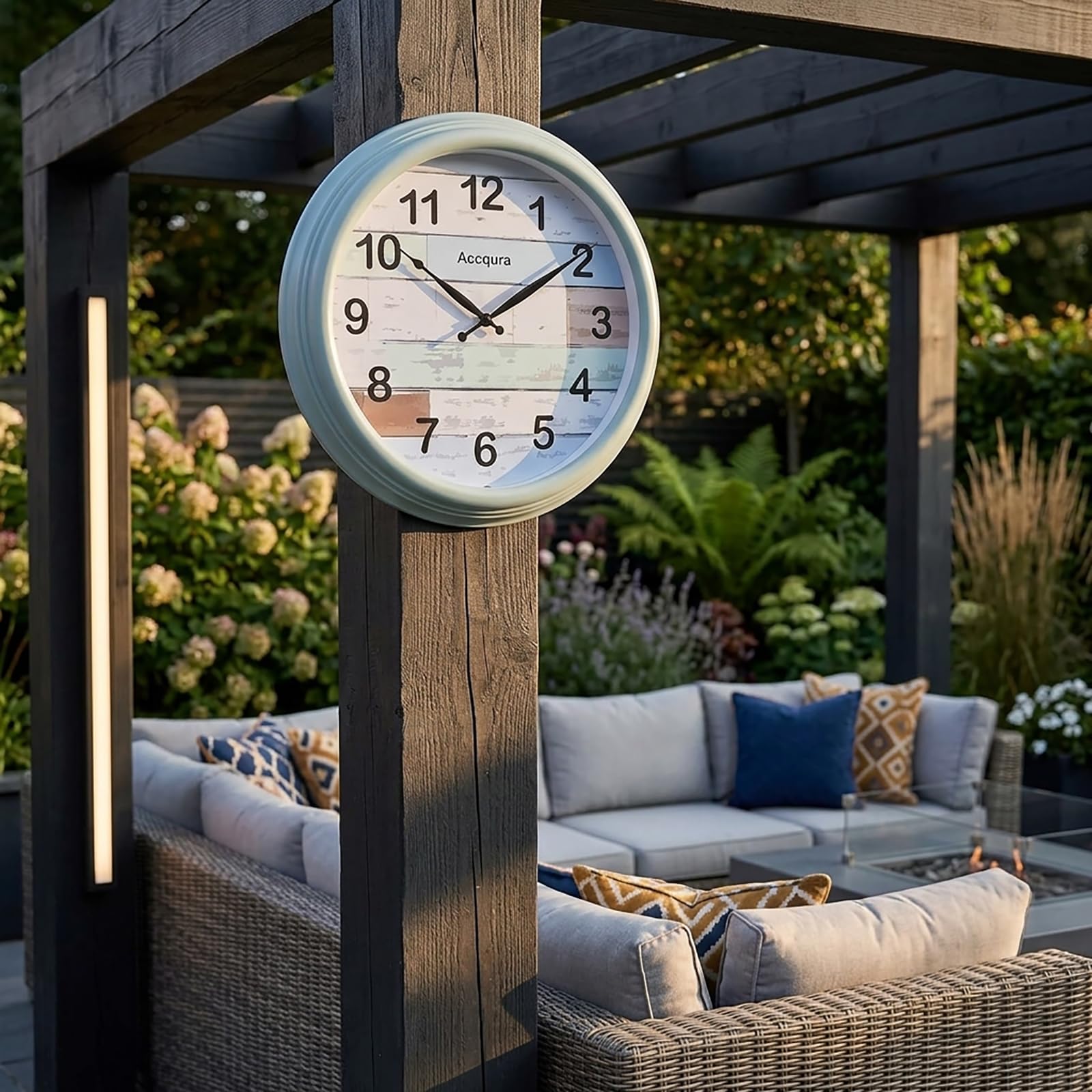Wanduhr FüR DraußEn Wetterfest, Groß Outdoor Uhr Garten Aussen Retro Wasserfest Wall Clock Dekor FüR draußen Terrasse Bad Badezimmer KüChen- 39cm- Mintgrün