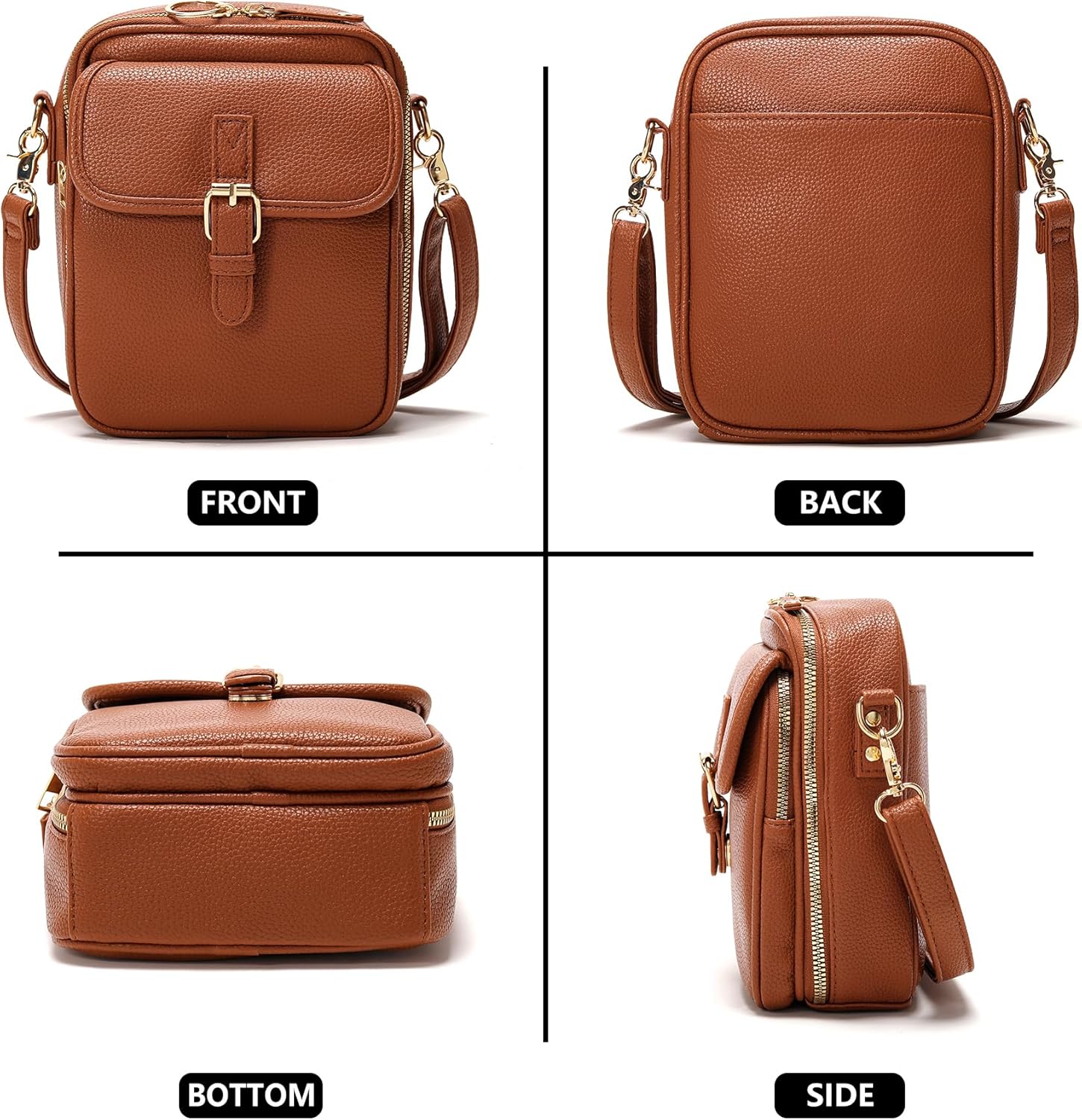 Small Crossbody Bags for Women Vegan Leather Messenger Purses, Vintage Wallet Anti Theft Shoulder Handbags with Card Slots - Image 6