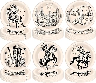 60 Pcs Western Party Plates, Western Themed Party Decorations Disposable 7 inch Rodeo Plates Tableware for Cowboy Cowgirl Wild West Birthday Bachelorette Party Supplies