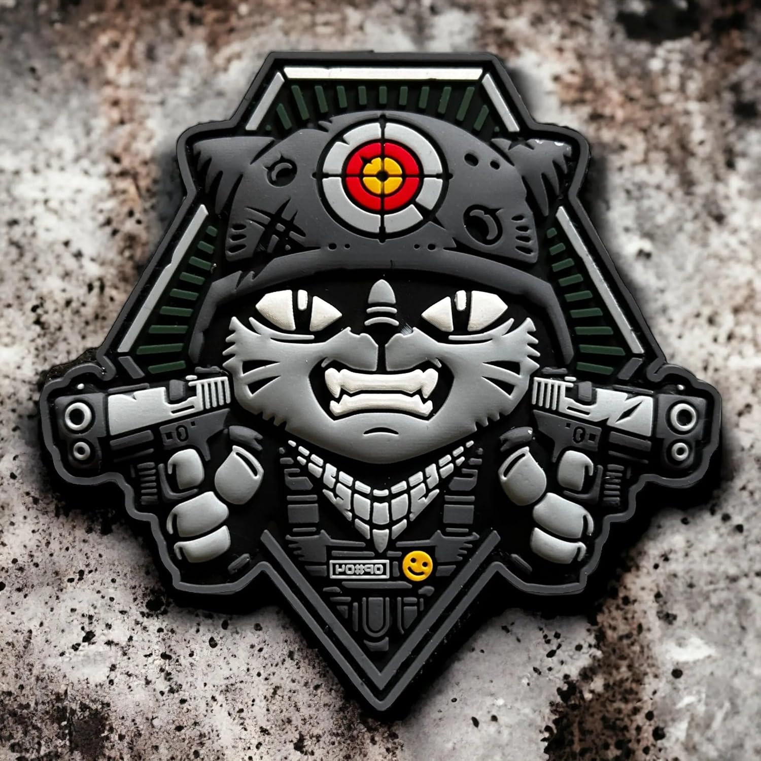 Patchlab Opurrators TactiCat Tactical Cat Cats PVC Morale Patch 3" Hook Attachment Backpacks | 2nd, Army, Patriots and Operators, Grey & Green