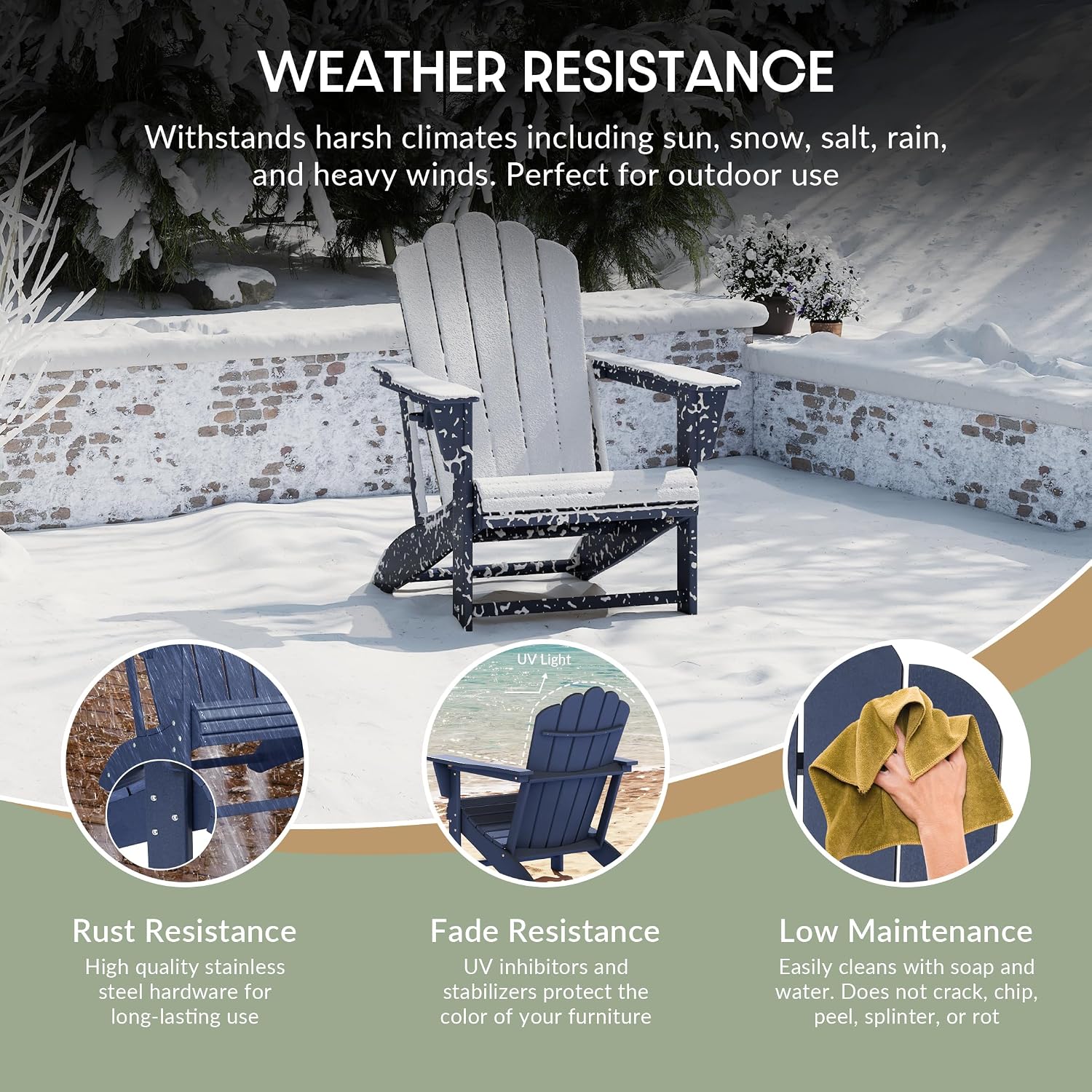 WestinTrends Highland Outdoor Patio HDPE Adirondack Chair with Cup Holder, Navy Blue