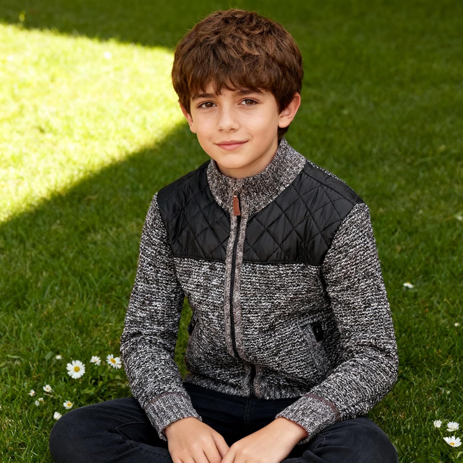 Lamgool Boys Cardigan Sweater Full Zip Knitted Thicken Coat with Soft Fleece Lining for Fall Winter - Image 2