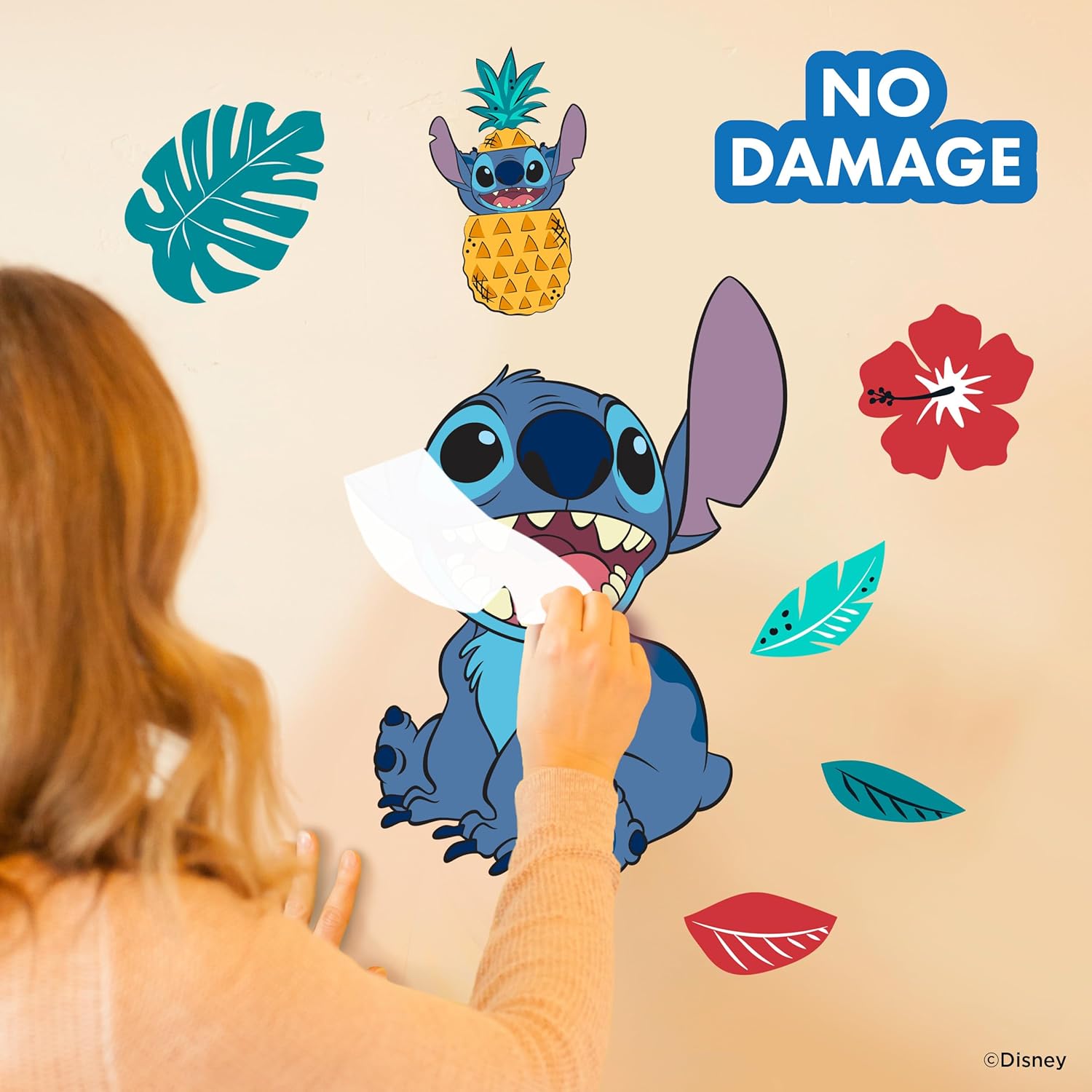 Disney Lilo and Stitch Wall Decals - 20" Stitch Wall Vinyl Stickers Bedroom Decorations - Peel and Stick Room Decor Official Licensed Disney Decor