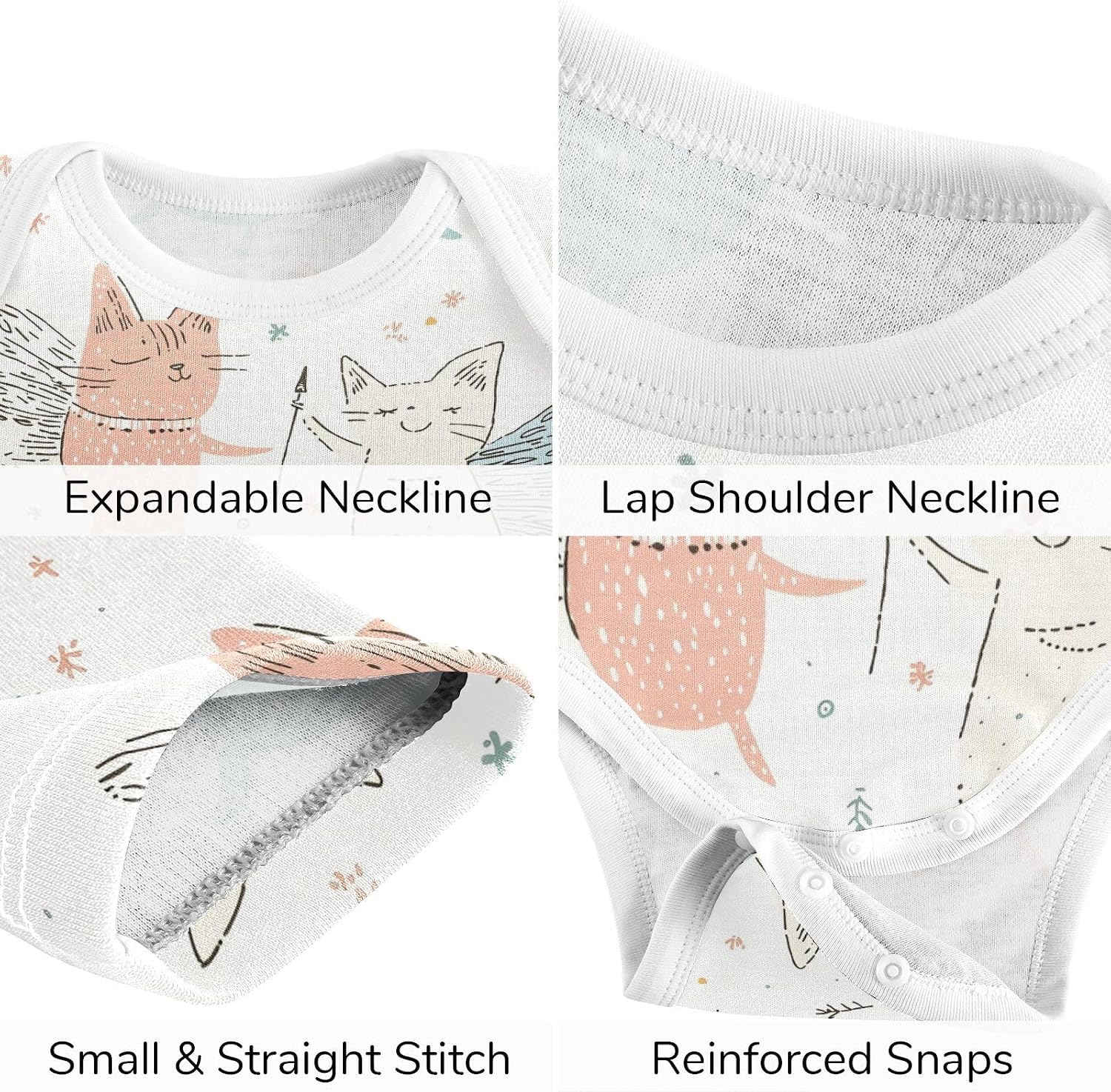 vvfelixl Baby Clothes Fairy Cat Wing Baby Bodysuits Set Unisex Short Sleeve Babys Pants Sets 0-3M