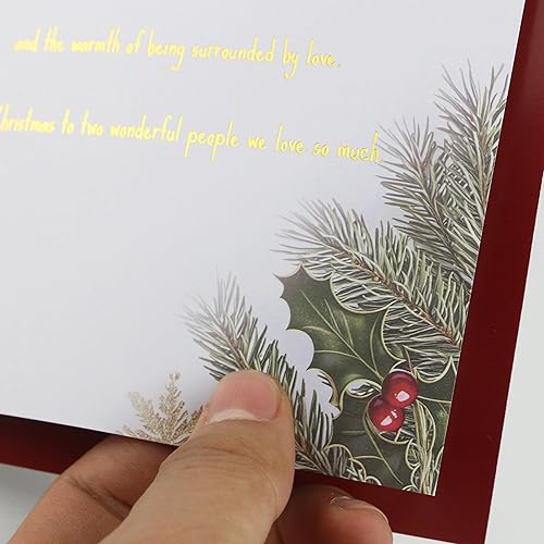 Miniatura 4 de TzenvoGift Tarjeta de Navidad para nuera y yerno, tarjeta de doble capa, diseño con texto de lámina dorada, con sobre y calcomanía de sobre con
