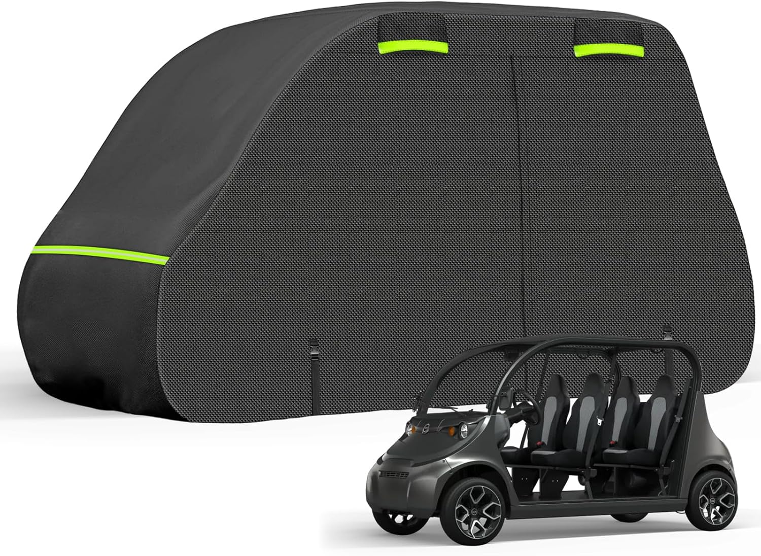 SAPUBK Golf Cart Cover Golf Cart Accessories with Side Door Ziper Compatible with Club Car/EZ-GO/Yamaha for Rain UV Dust Protection All Weather