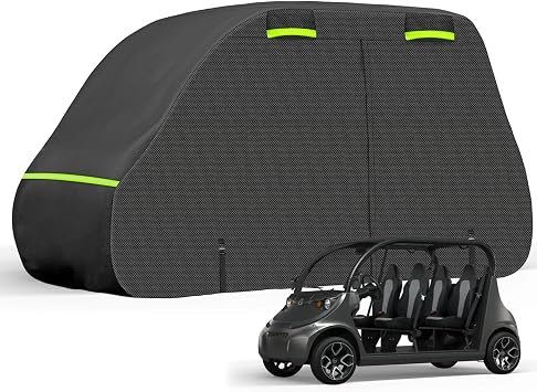 SAPUBK Golf Cart Cover Golf Cart Accessories with Side Door Ziper Compatible with Club Car/EZ-GO/Yamaha for Rain UV Dust Protection All Weather