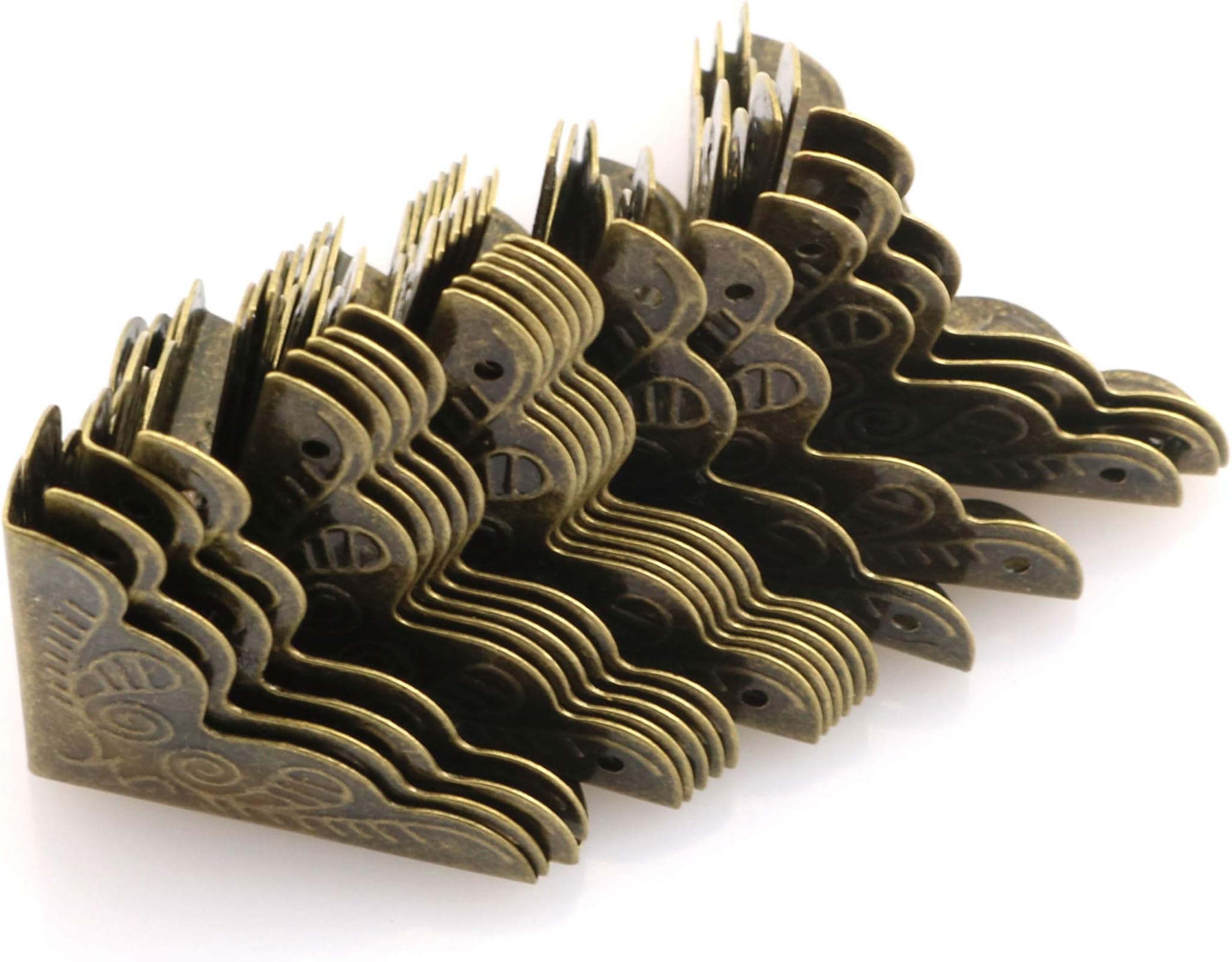 Tegg Box Corner Protector 20PCS Antique Brass Triangle Rattan Carved Wood Case Edge Guard