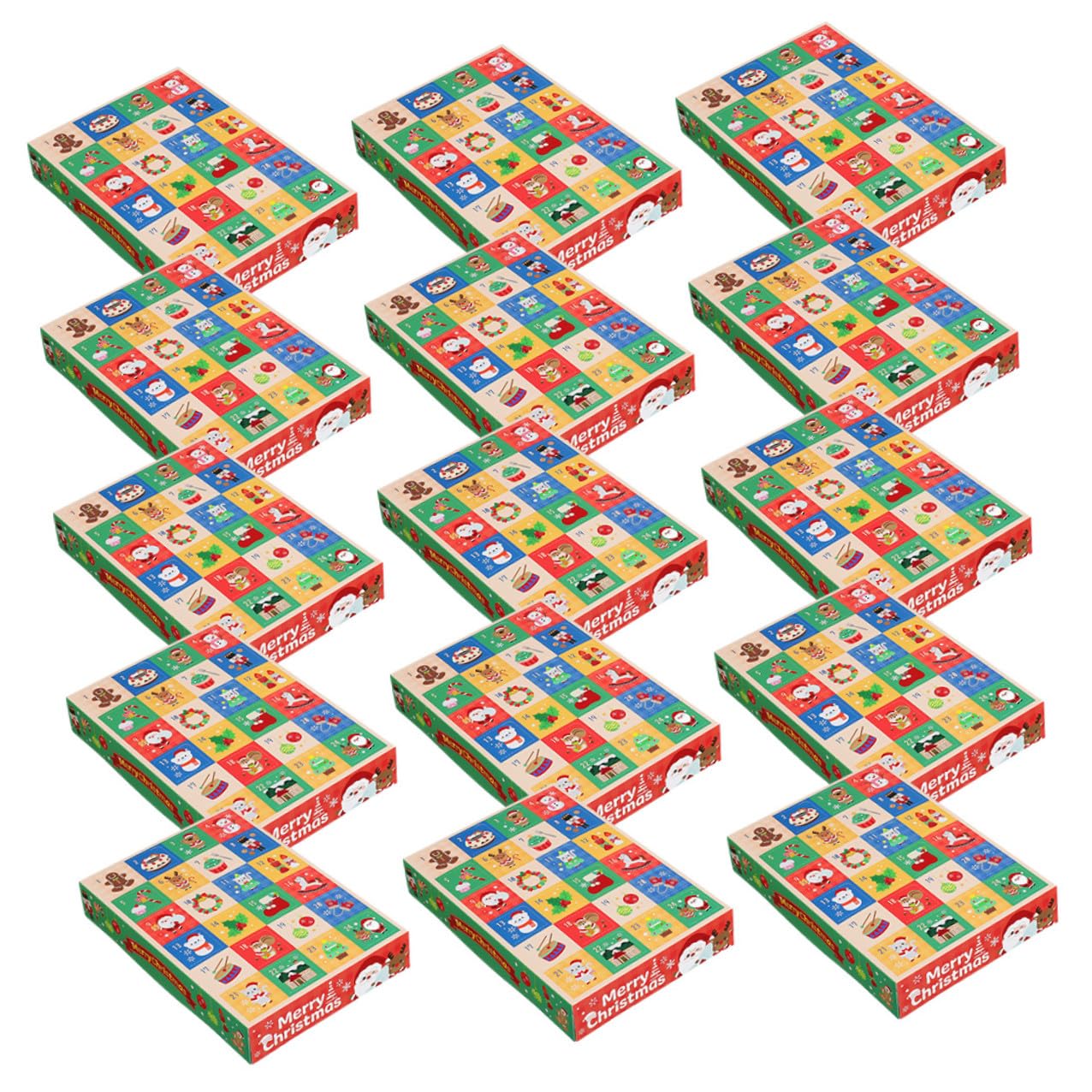 HOOTNEE Selbstgemacht Feiertagscountdown Boxen 15 Stück 24 Fächer Weihnachtskalender mit Kleinen Weihnachtsboxen Leere Leckereienboxen für Kinder und Erwachsene Kreative Geschenkboxen