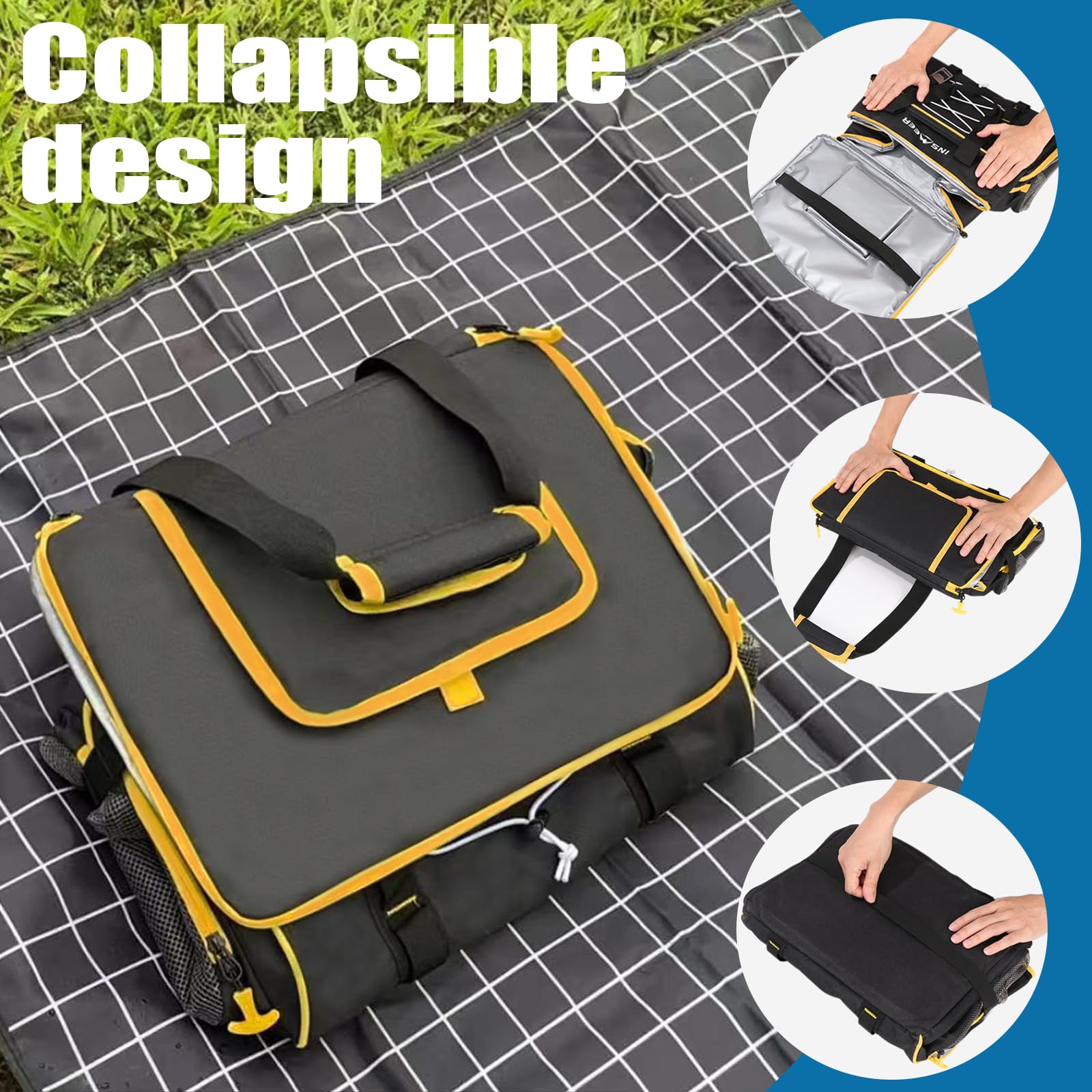 INSMEER Grand Sac Isotherme 45L, 55 Cans, Sac à Glace Anti-Fuite Pliable avec décapsuleur, Taille XXL, pour Camping, Plage, Pique-Nique