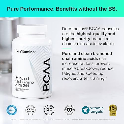Miniatura 3 de Do Vitamins Aminoácidos de cadena ramificada BCAA en polvo sin sabor BCAA AjiPure vegano 1 en Labdoor 211 2100 mg suplemento de aminoácidos Keto