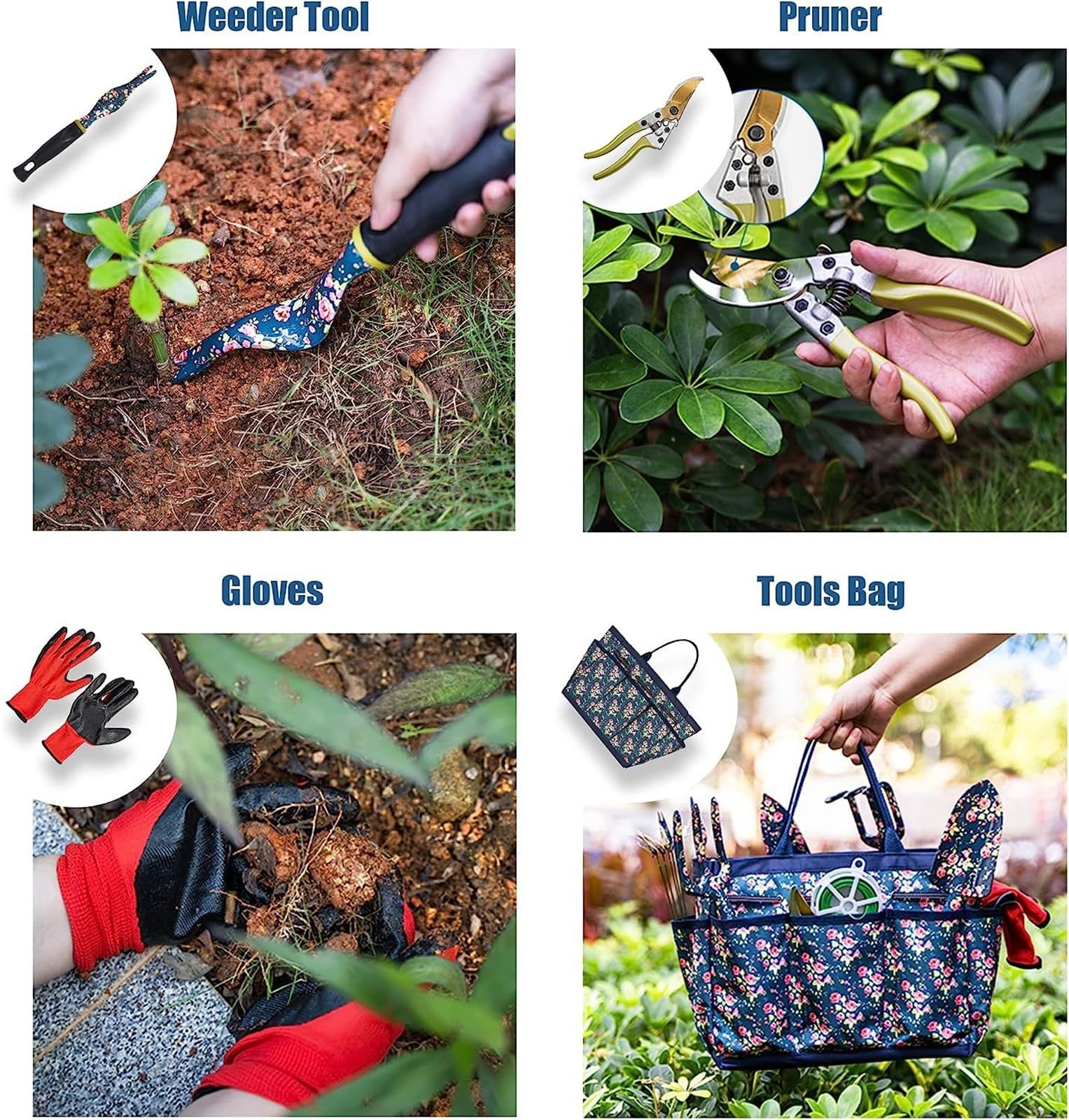 Gartengeräte-Set Damen - 25 Stück Robuste Gartengeräte Langlebige Gartenwerkzeugtasche, Gartengeschenke für Frauen
