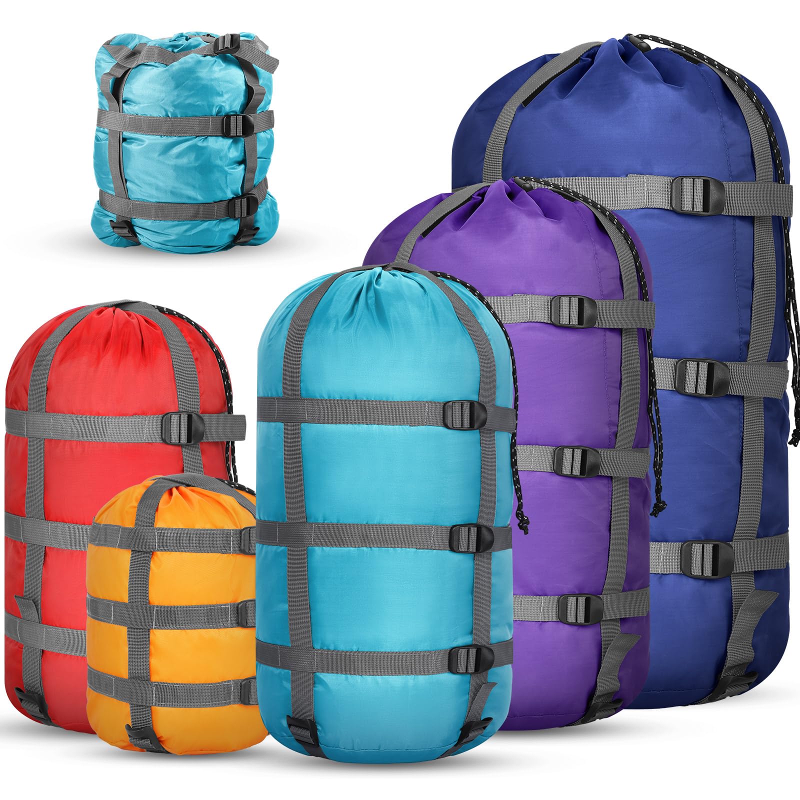 SilTriangle 5 Pack Compression Stuff Sack 5 Assorted Size Sleeping Bag Stuff Sack Ultralight Sleeping Bag Cover Space Saving Gear for Travel Outdoor