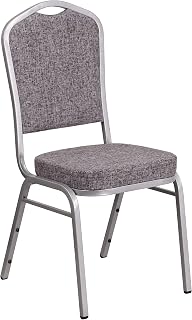 Flash Furniture HERCULES Series Crown Back Stacking Banquet Chair in Herringbone Fabric - Silver Frame
