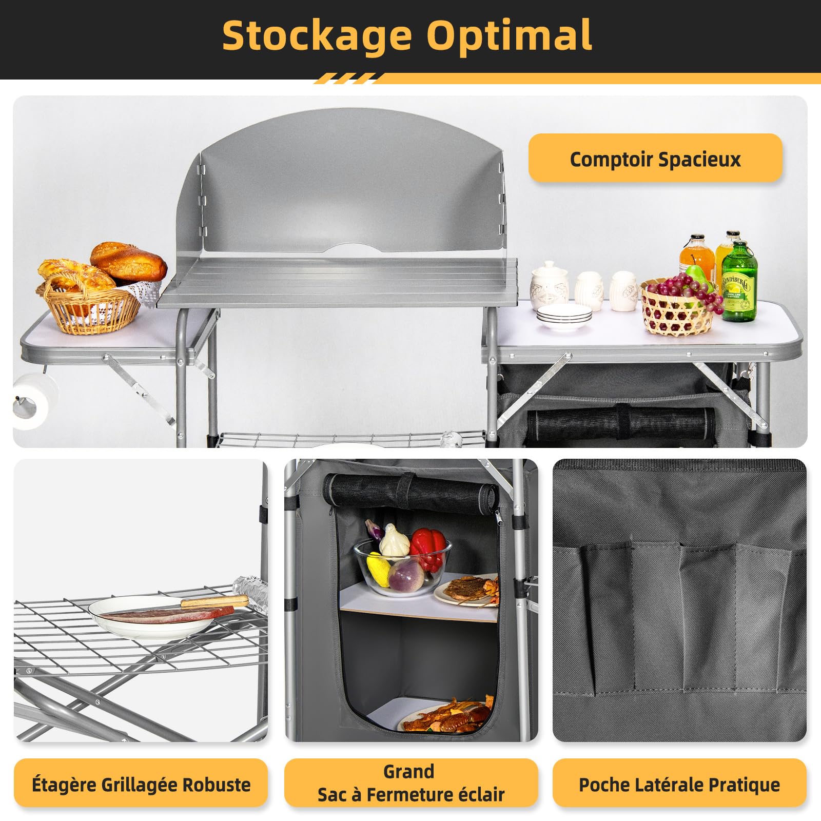 GYMAX Armoire de Camping Pliable avec Cadre en Aluminium, Pare-Brise