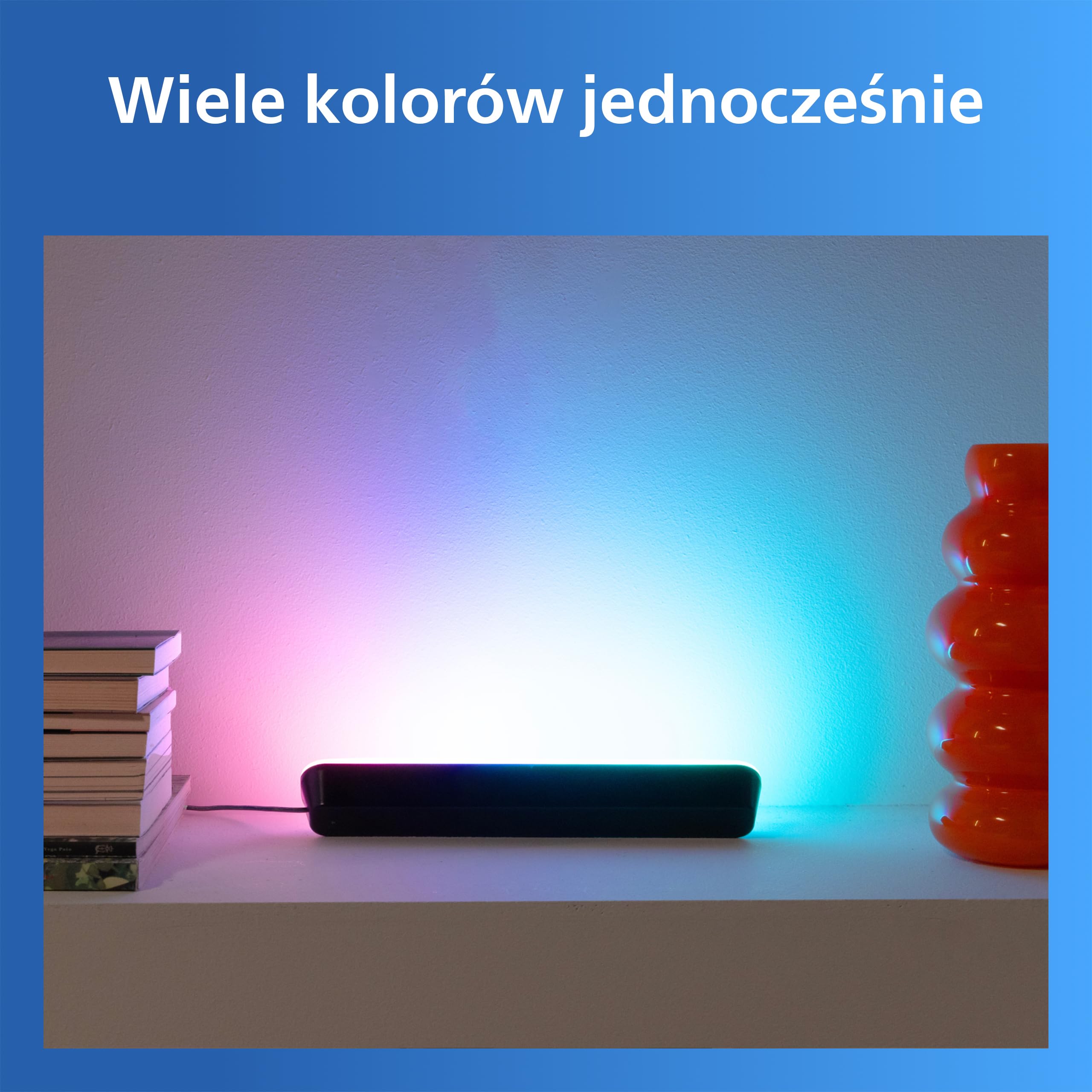 Philips Smart Lighting Gradient, Listwa LED, RGBIC LED, Wielokolorowe Efekty, Synchronizacja z TV i Muzyką, Wciągające Światło, Łatwa Konfiguracja, Connected by WiZ, Alexa, Google Home, Apple Home
