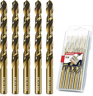 Drill Bit Set, 5pcs (3/8") M35 HSS Twist Cobalt Drill Bits for Stainless Steel,