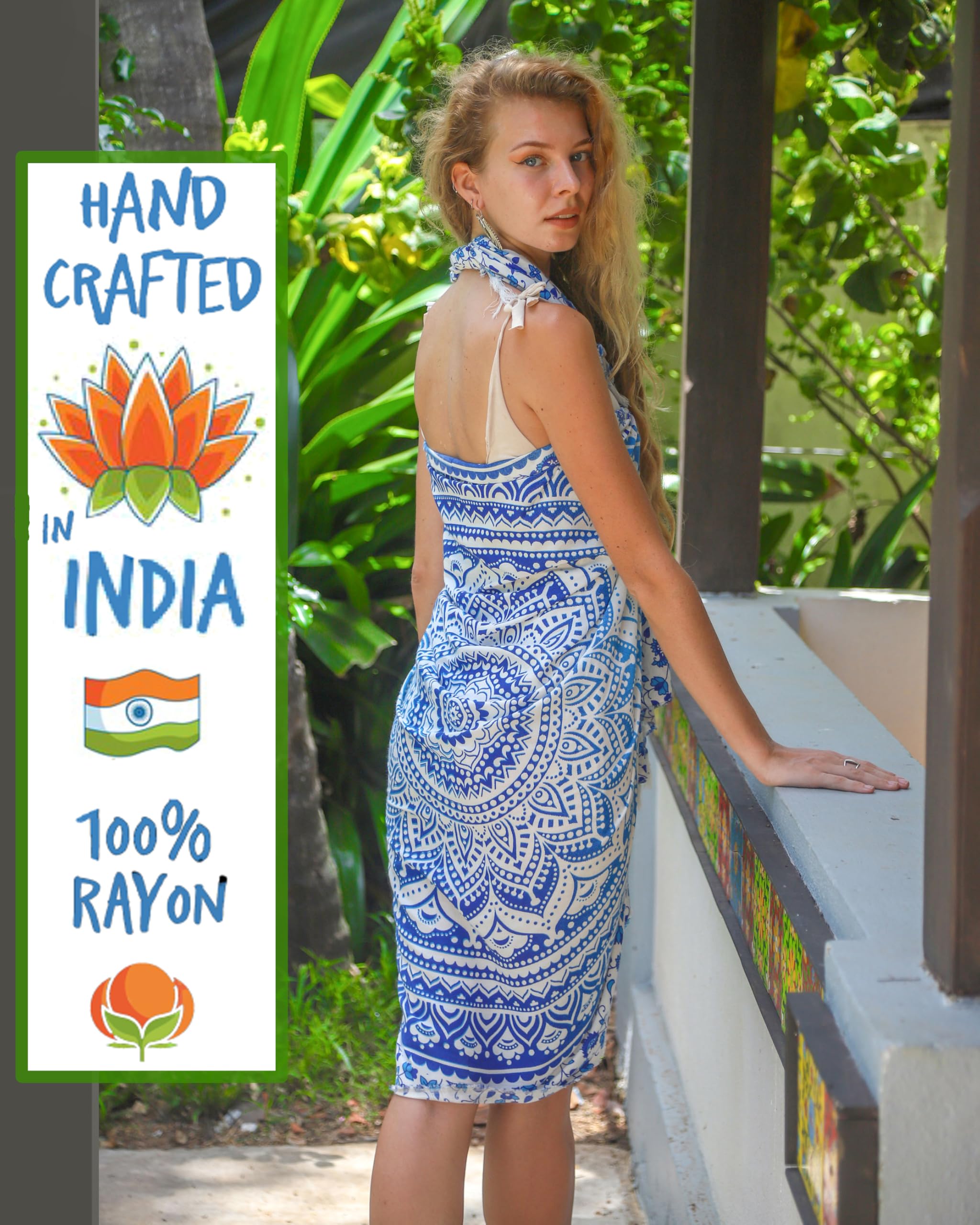 Mandala Life ART Damen Sarong, Pareo,Bikini Vertuschen, Strandtuch,Wickelrock, TapisserieWickeltuch Schal Halstuch - Hochwertiger Rayon - Weich und Leicht