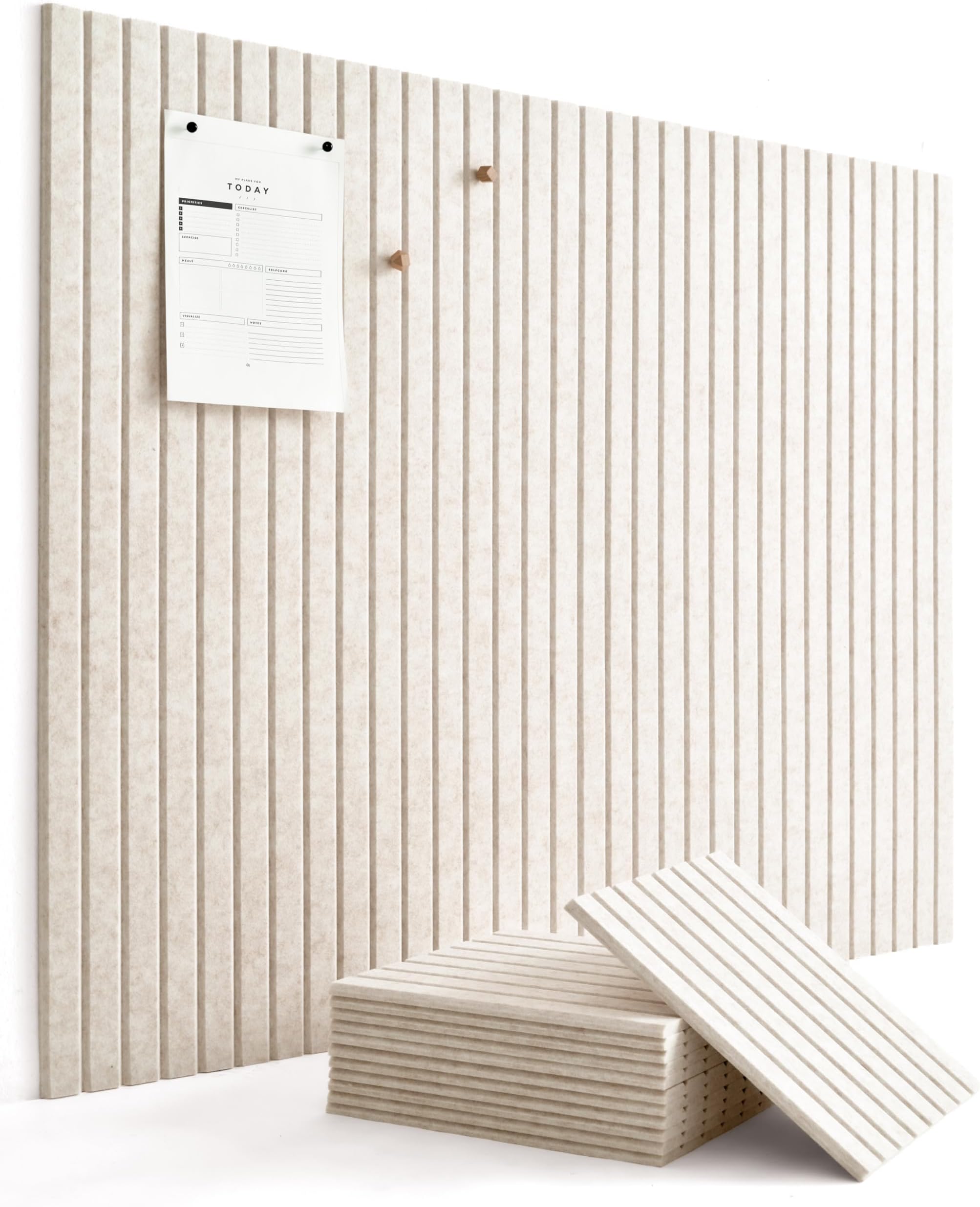 VIVELDA Large Bulletin Board 48"x36" - Office Wall Organizer, Replace your Old Cork Boards for Walls for Office Decor -12-pack Felt Wall Panels to Use in Home Office Decor, Classroom Decor (Limestone)