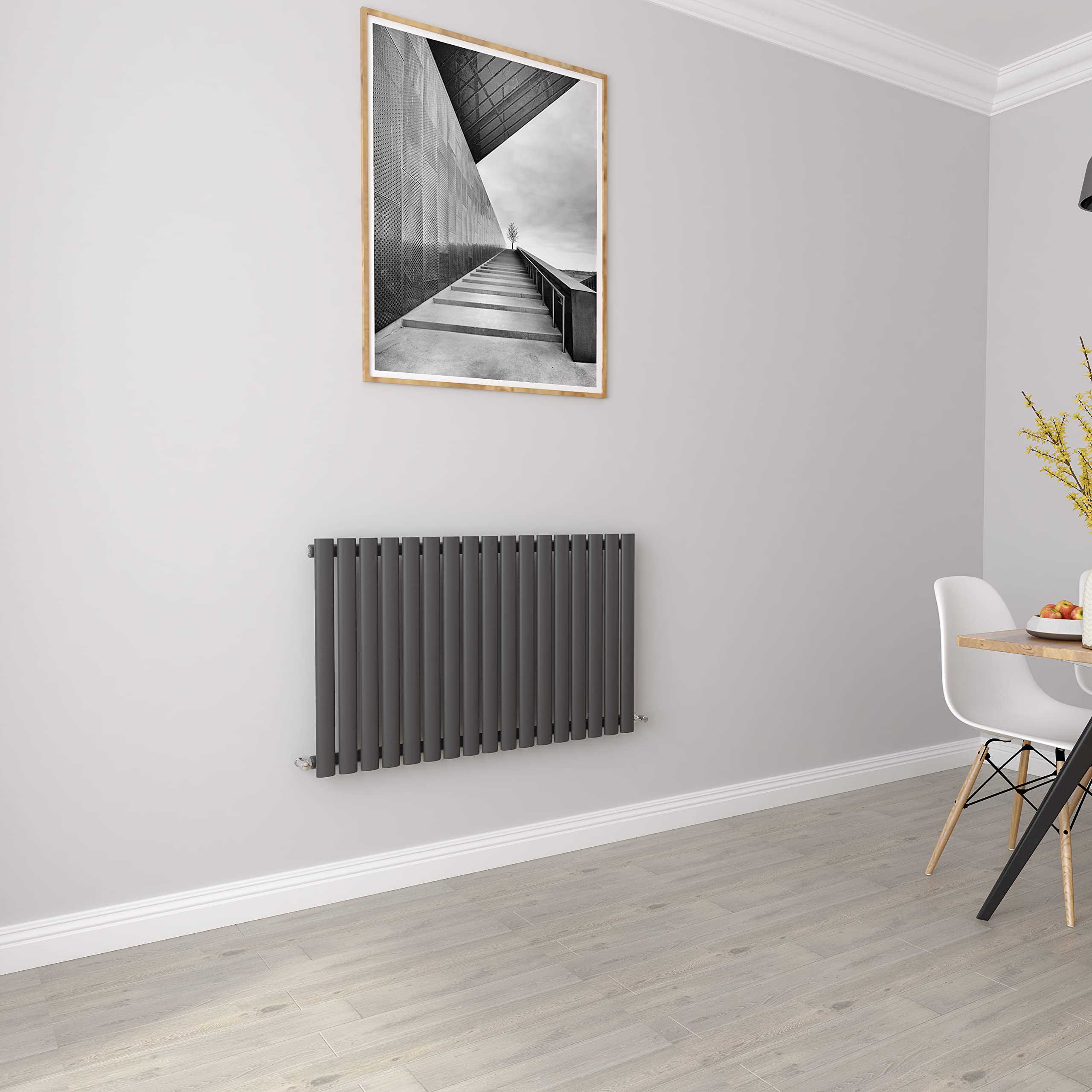 Anthracite radiators Horizontal Oval Single Panel Designer Radiator 600x1003mm Central Heating Radiators