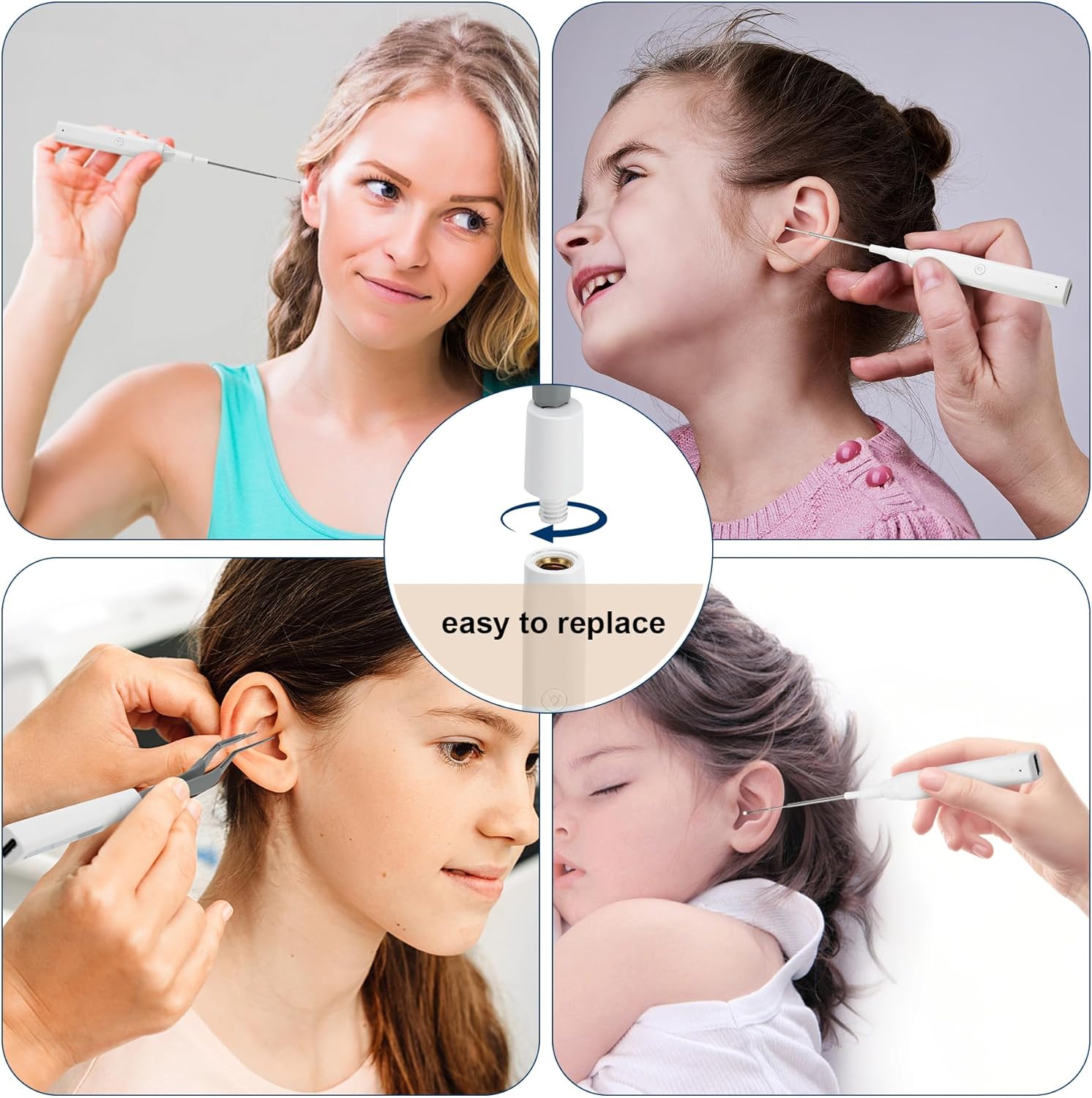 Earwax Removal Kit for Adults & Kids, Fiber Optic Illumination, 3 Brightness Levels, Ear Picks & Lighting Tweezers, Easy to Store & Clean, Mother's Day Gift for Mom