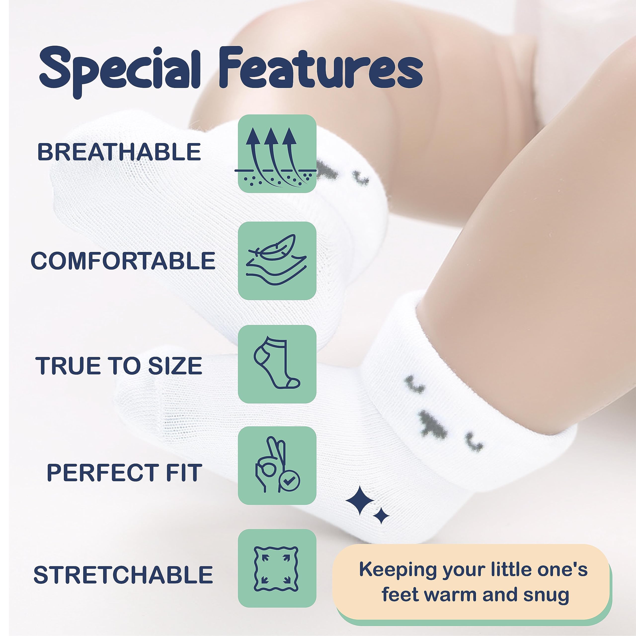 Mother's Choice Calcetines para bebé de 0 a 6 meses, 12 pares, calcetines de algodón orgánico, unisex, suaves e hipoalergénicos para recién nacidos