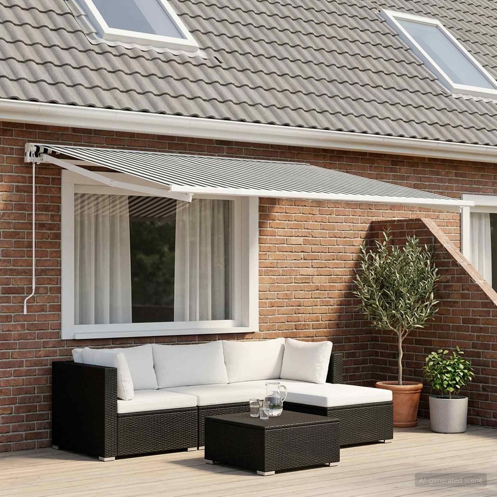 Lona de repuesto para toldo, color gris antracita, 450 x 300 cm | Poliéster revestimiento PU, impermeable, fácil limpieza, uso exterior, valencia incluida