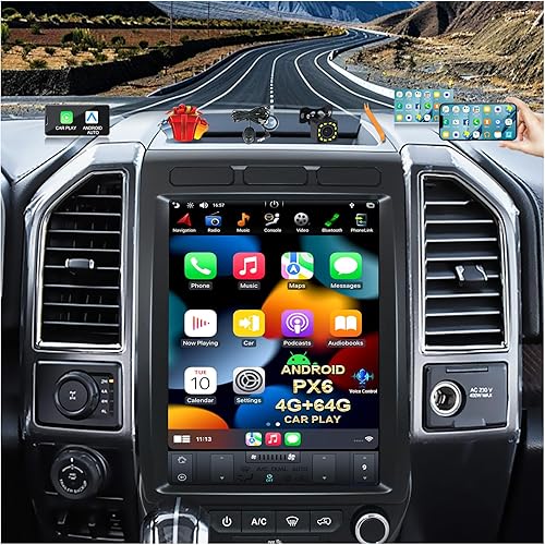 CUSP Radio estéreo de coche de 12.1 pulgadas navegación GPS para Ford F150 Raptor 2015-2021 F250 F350 F450 2017-2021, pantalla vertical Android PX6