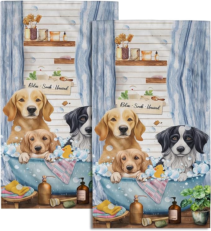 Giwawa Funny Dog Hand Towels Bathtub Dog Bath Soap Foam