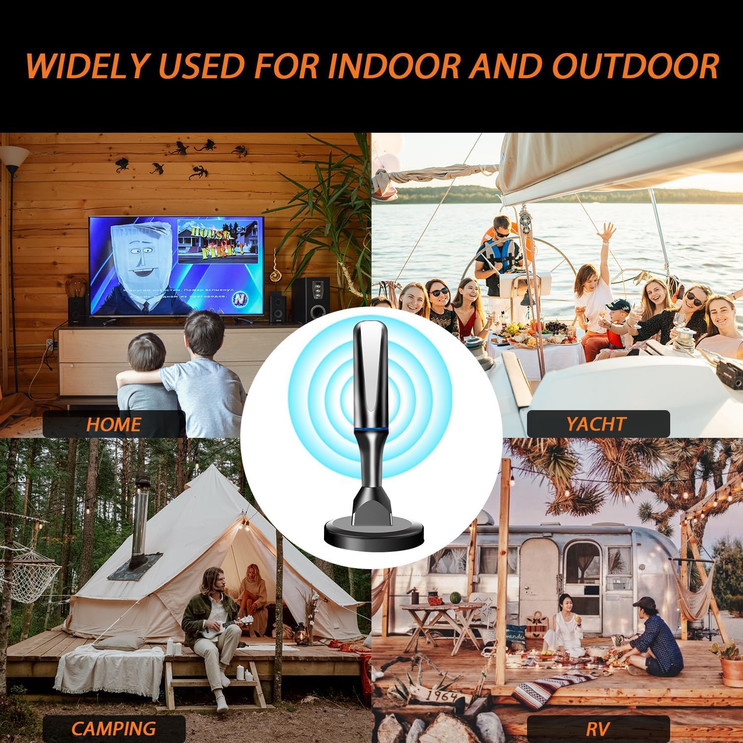 Antena digital para TV inteligente en interiores, base magnética fuerte y antena de TV de hoja de hierro para interior para una fácil instalación, antena HD de recepción de largo alcance para