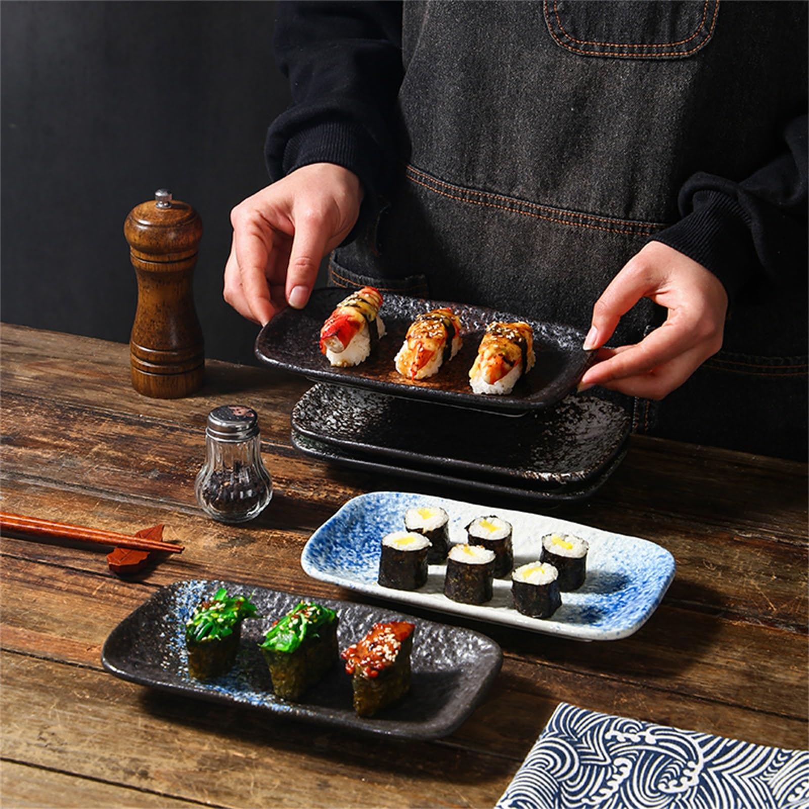 Amazon.co.jp: 洋皿食器 ディナープレート セラミック長方形プレート