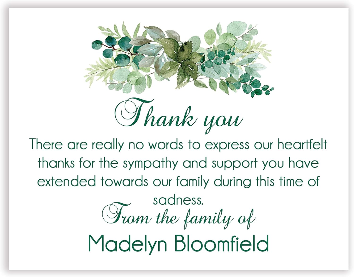 Sympathy Acknowledgement Cards, Funeral Thank You and Bereavement Notes Personalized