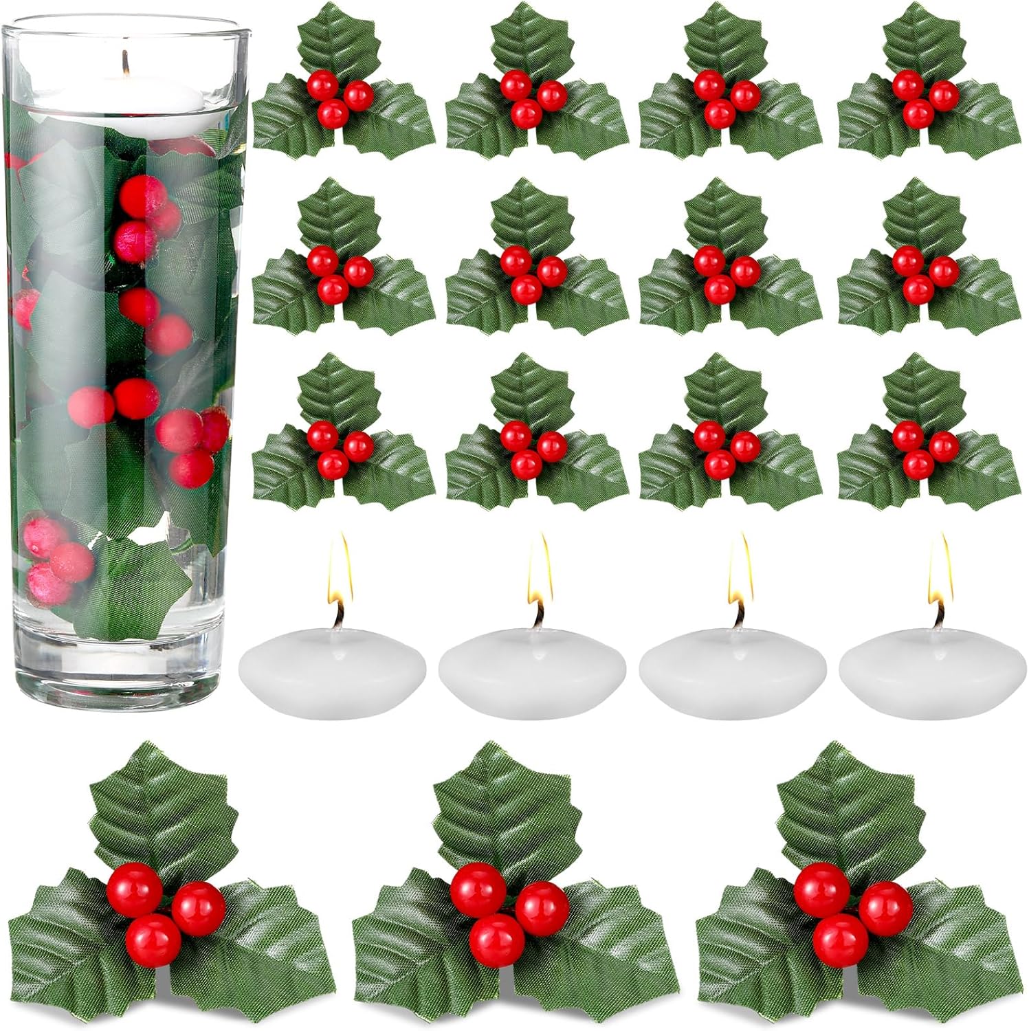 Karenhi 170 Pieces Christmas Holly Berries Christmas