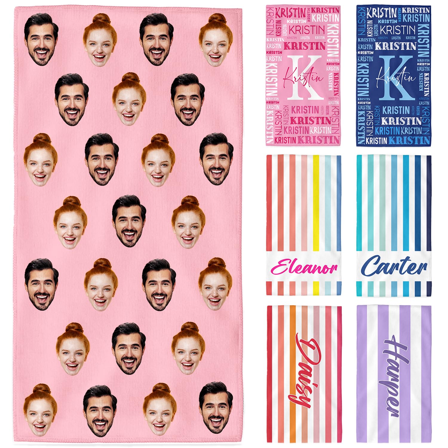 Titonmiz Personalized Beach Towel with Name, Oversized 35"x68" Custom Name Beach Towel, Customized Swimming Pool Towel Beach Blanket Gift for Him Her