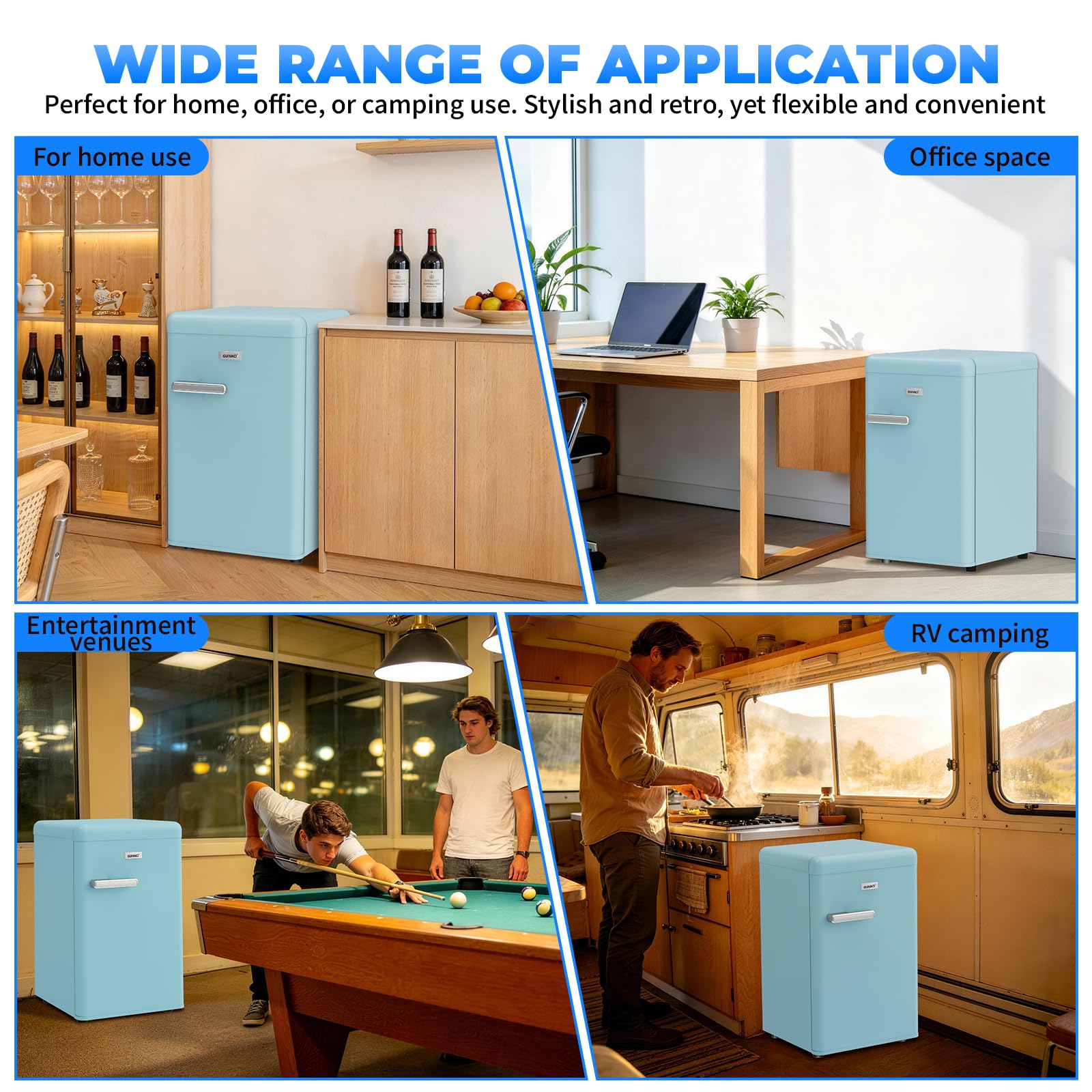 Mini Réfrigérateur Rétro 72L – Silencieux 43 dB, Design Vintage avec LED, 7 Niveaux de Température, pour Chambre, Bureau, Cuisine & Bar(vert)
