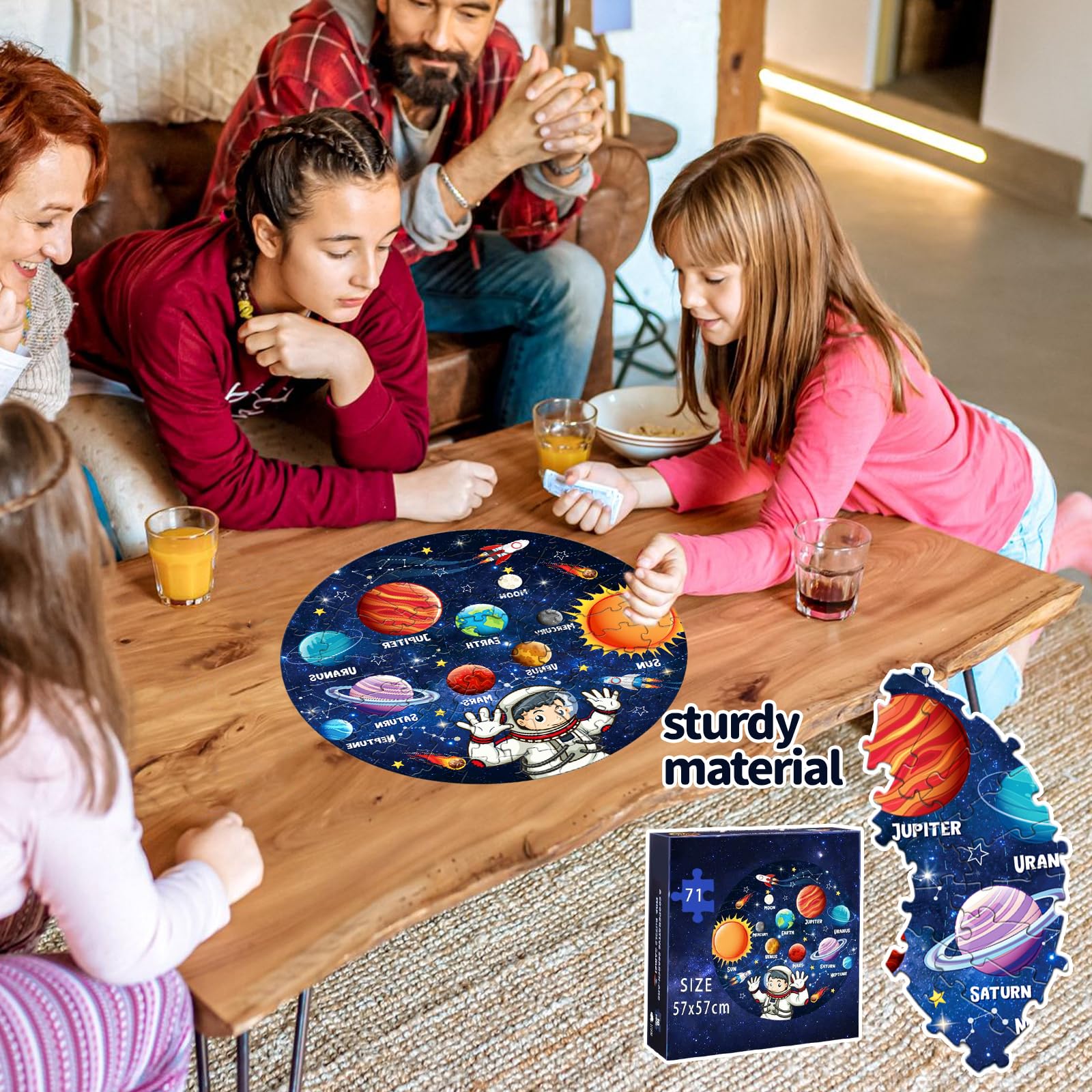 Puzzle per bambini con sistema solare, pianeta per bambini dai 3 agli 8 anni, grande 71 pezzi, giocattolo puzzle per l'apprendimento educativo