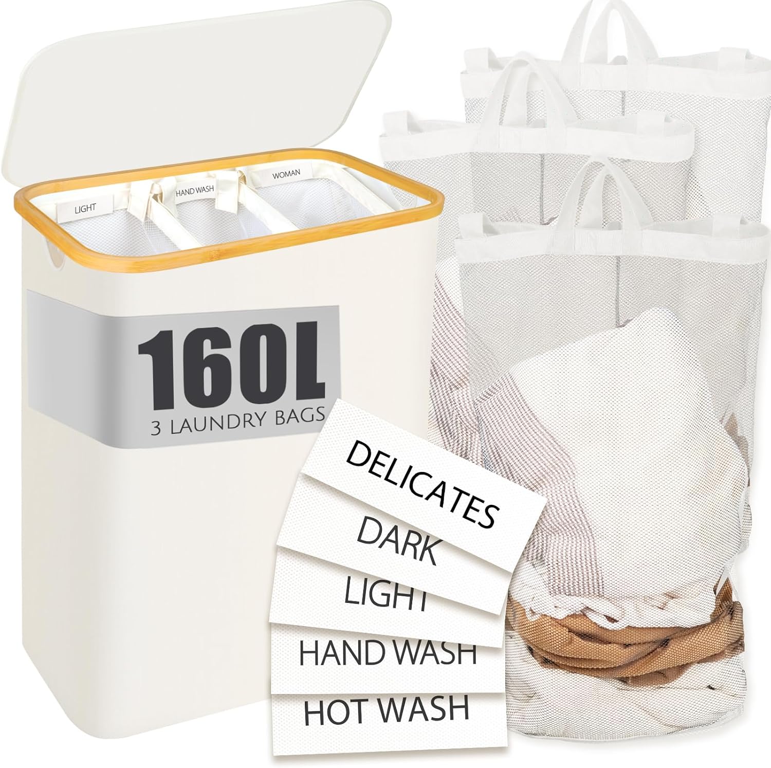 Hampers for Laundry Basket with Lid, 160L Extra Large Laundry Hamper 3