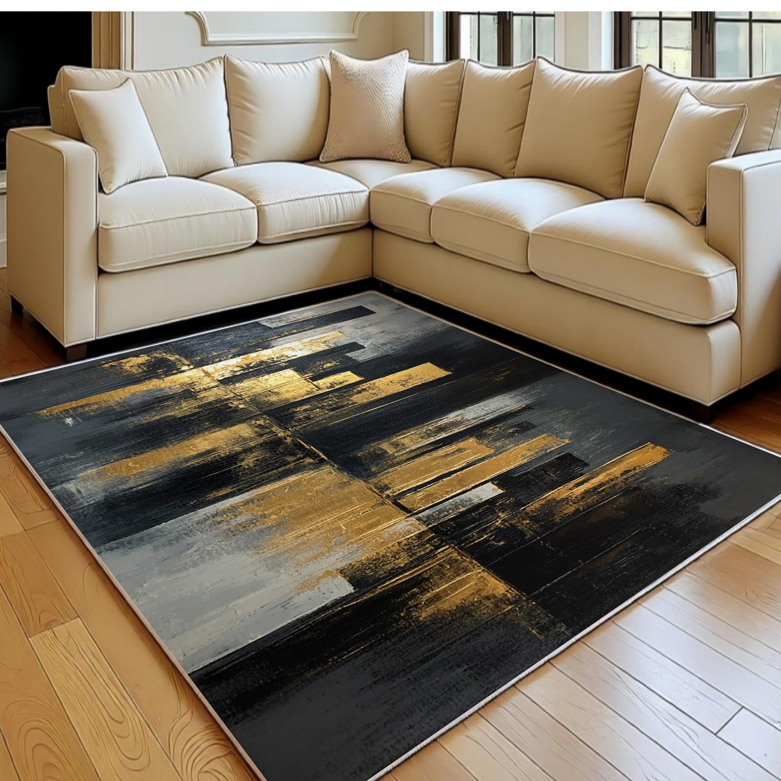 Tapis de chambre et salon paysage urbain orné d'or pour vos soirées