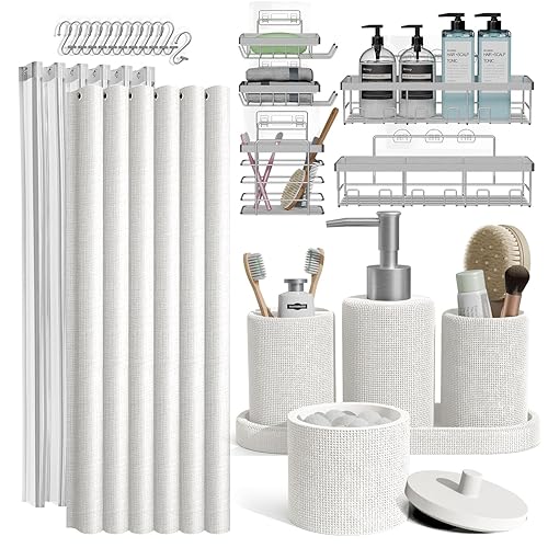 Clara Clark Bathroom Set - White Bathroom Accessories Set, 24PC