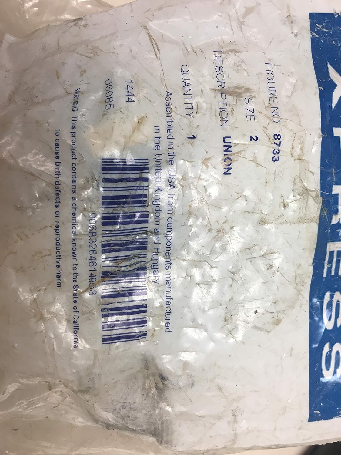 New ApolloXpress Brass Union 8733 PXP 10075870 Size 2' Apollo Xpress