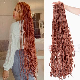 36Inch Soft Locs Crochet Hair Color 350# Faux Locs Crochet Braids Hair 95g Goddess Locs Synthetic Hair Extend Soft Locs Braiding for Women (36 Inch (3packs), 350#)