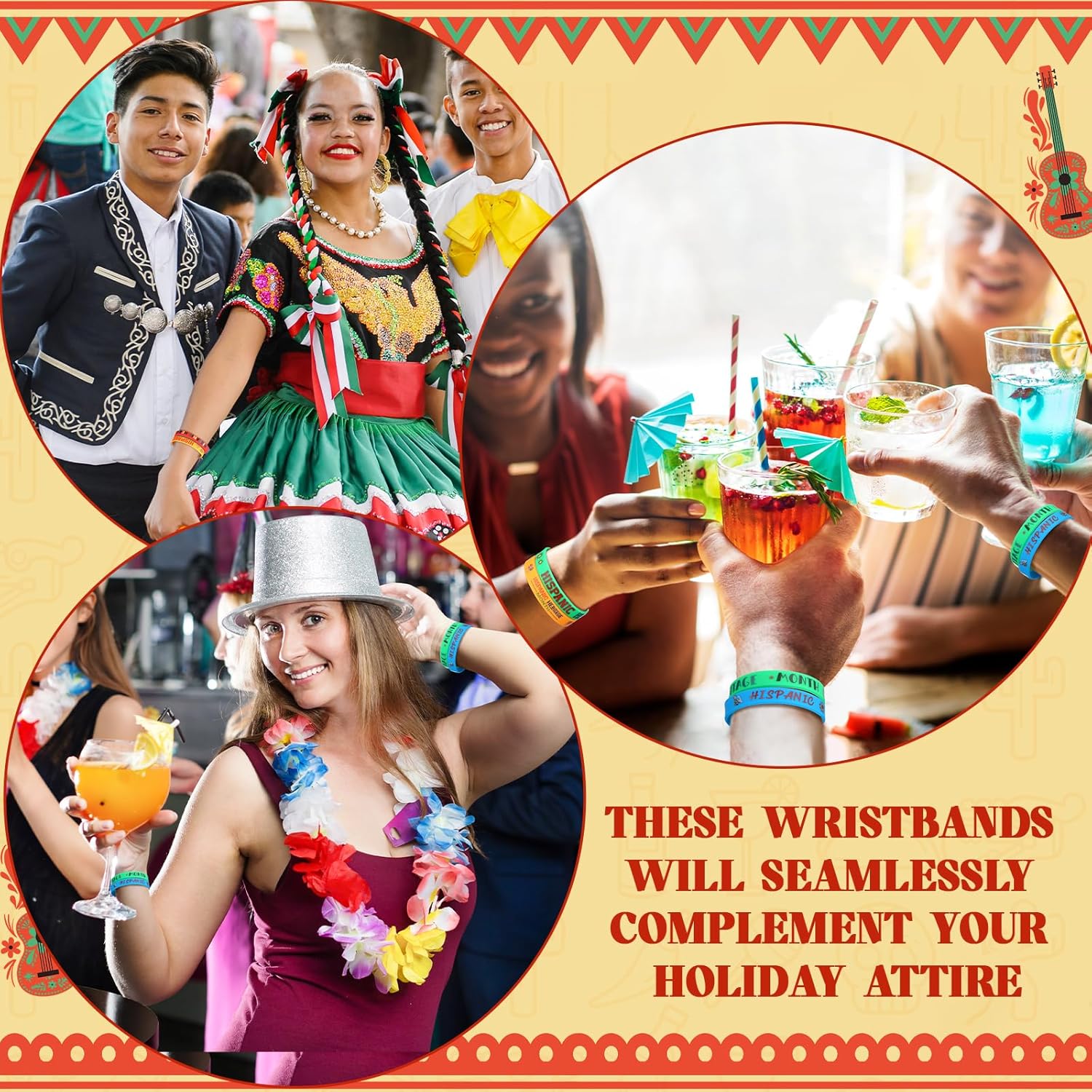 200 Pieces Hispanic Heritage Month Rubber Bracelets Bulks Party Favors Teacher Rewards for Spanish Mexico Classroom Supplies Hispanic Heritage Month Decorations for Country Flag Theme Party