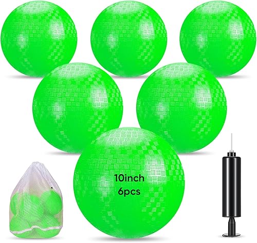 Hanaive 6 pelotas inflables de goma de 10 pulgadas con bomba y bolsa de almacenamiento, bolas de dodgeball hinchables para niños y adultos, deportes